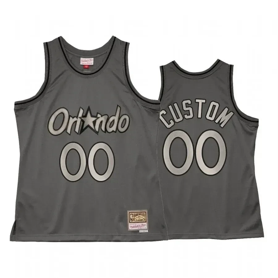 Men's Custom 00 Orlando Magic Metal Works Jersey Charcoal