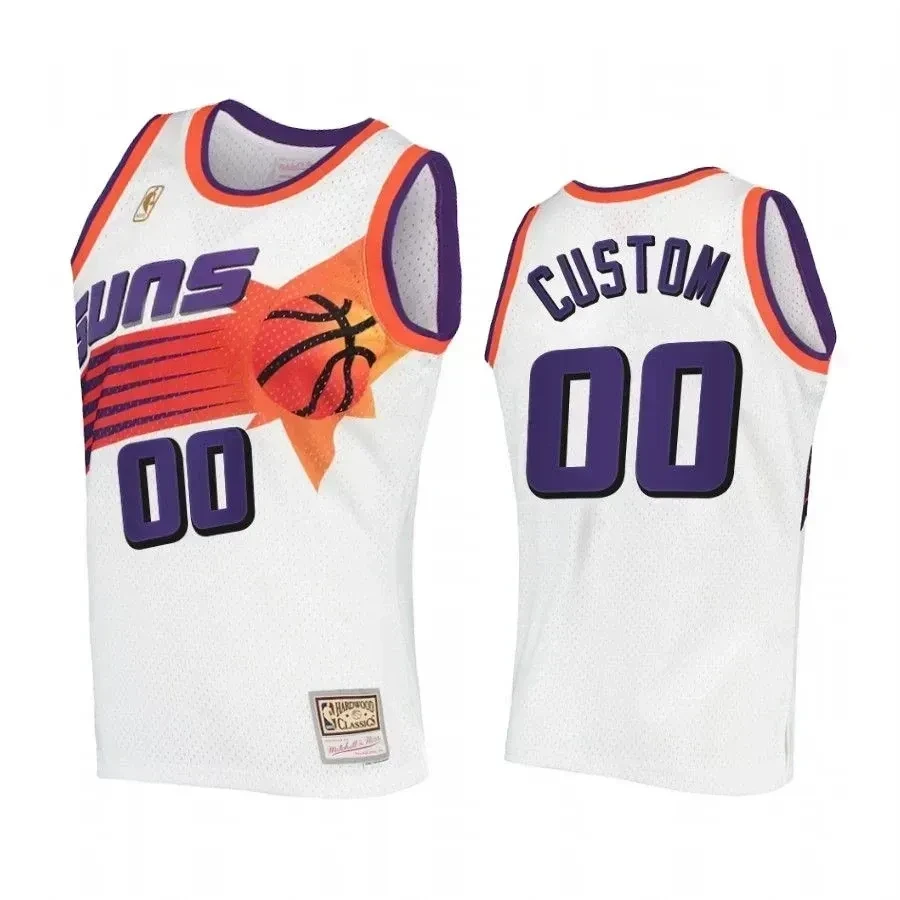 Men's Custom 00 Phoenix Suns Hardwood Classics Jersey White