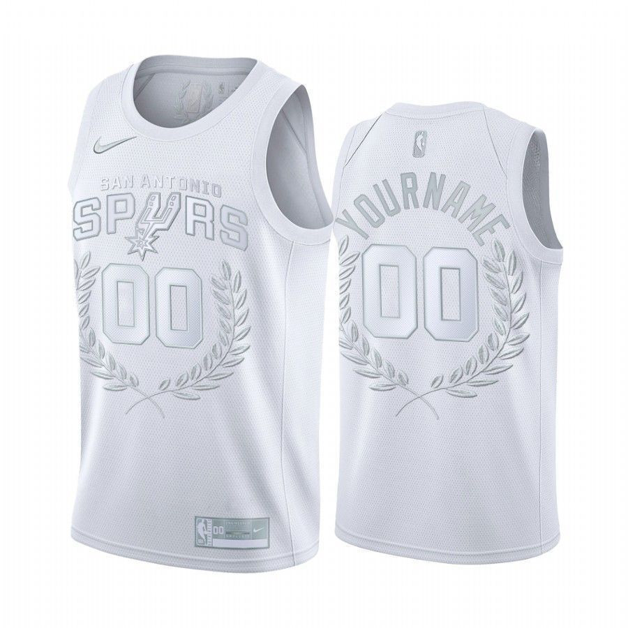 Men's Custom 00 San Antonio Spurs White Glory Awards Jersey