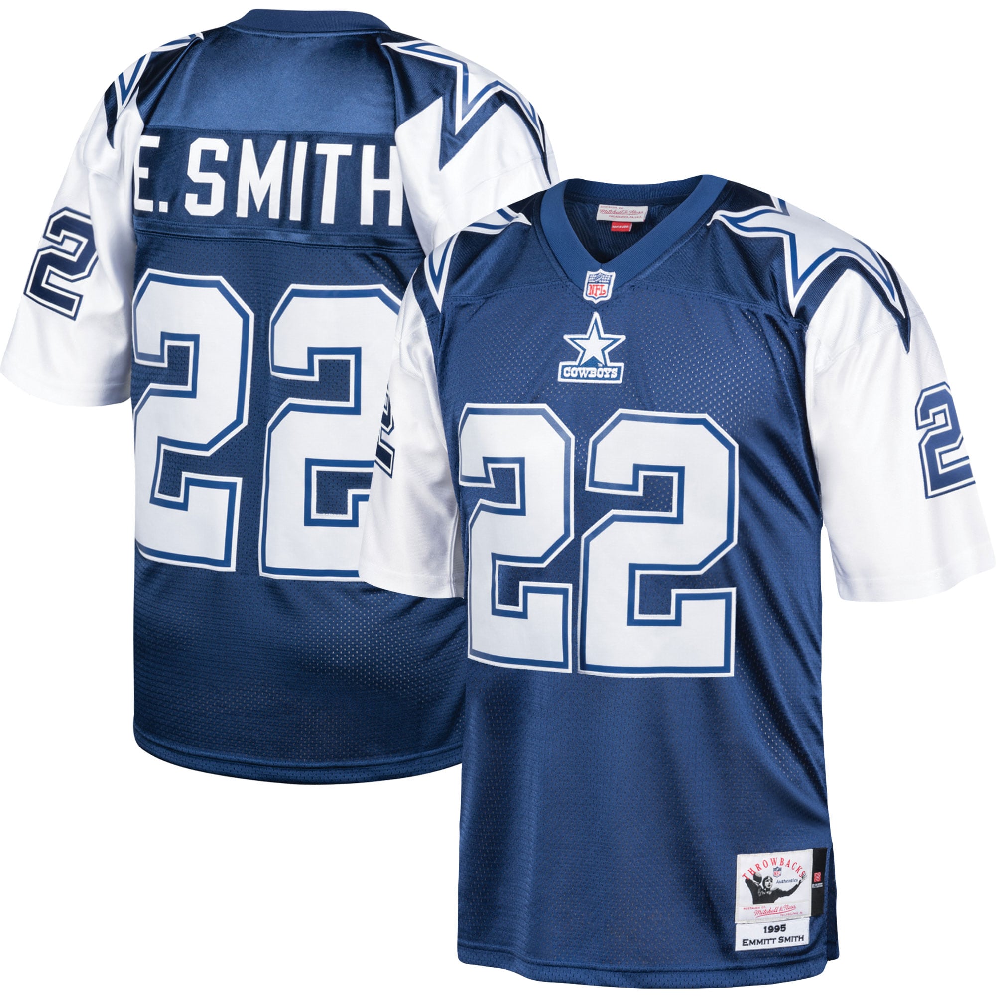 Men's Dallas Cowboys 1995 Emmitt Smith Mitchell & Ness Navy Throwback Retired Player Jersey Js7202