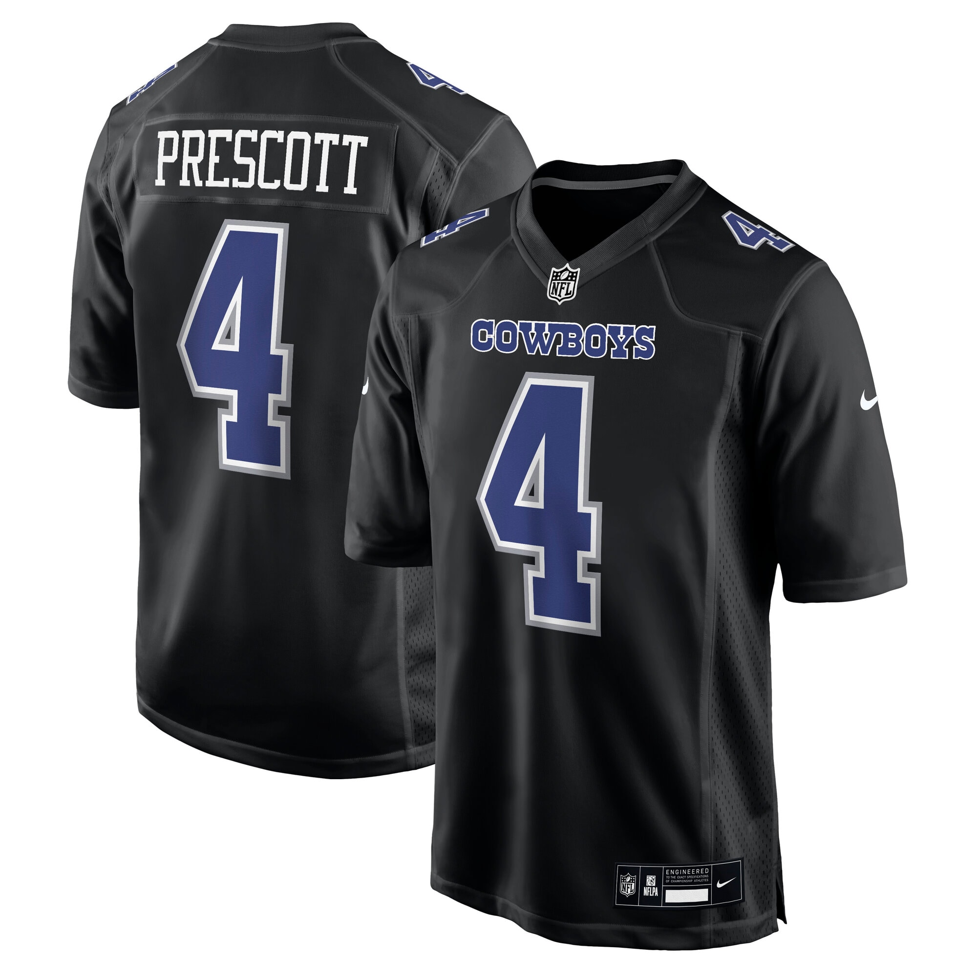 Men's Dallas Cowboys Dak Prescott Carbon Black Fashion Game Jersey Js5189