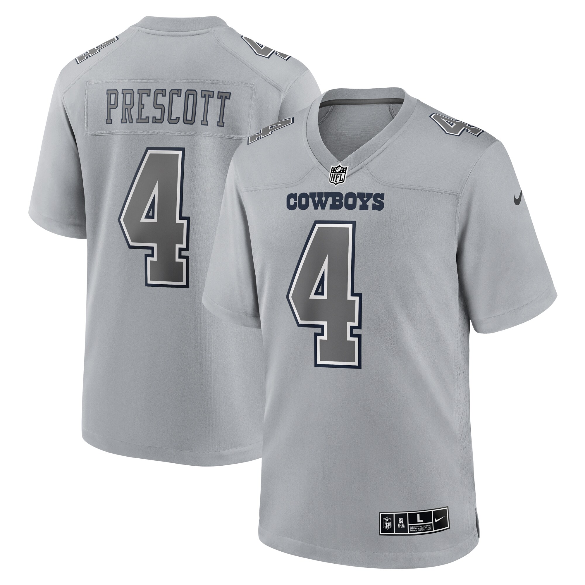 Men's Dallas Cowboys Dak Prescott Gray Atmosphere Fashion Game Jersey Js4831