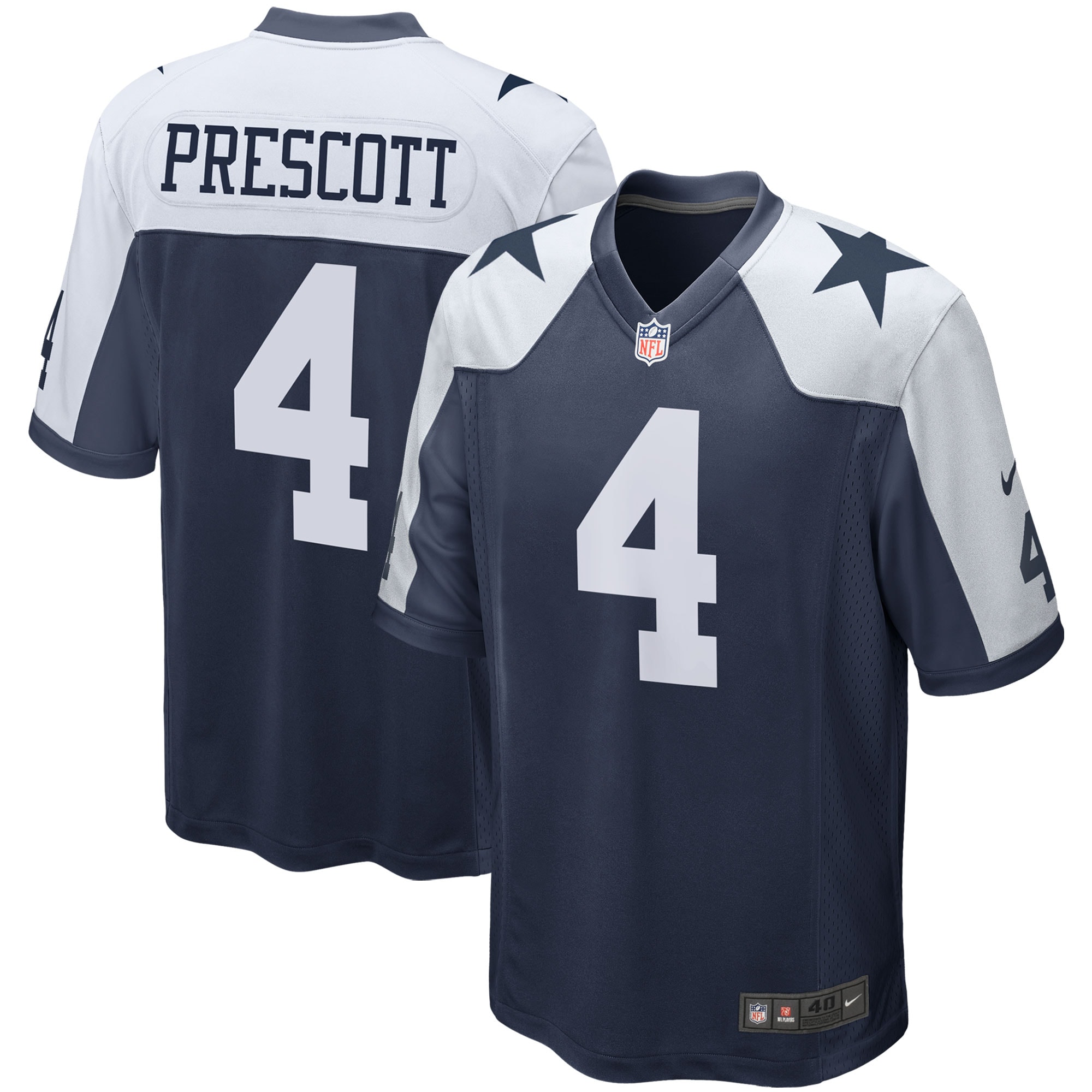 Men's Dallas Cowboys Dak Prescott Navy Alternate Game Team Jersey Js7754