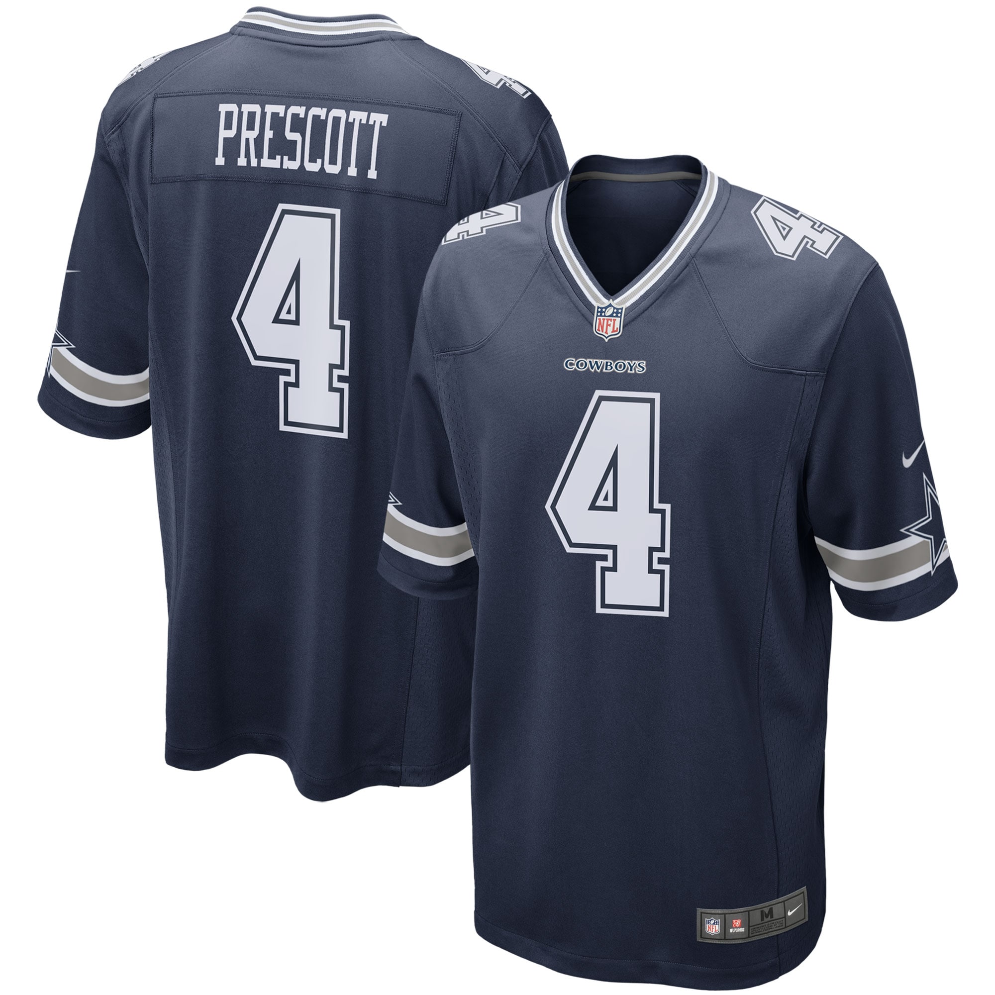 Men's Dallas Cowboys Dak Prescott Navy Game Team Jersey Js7618