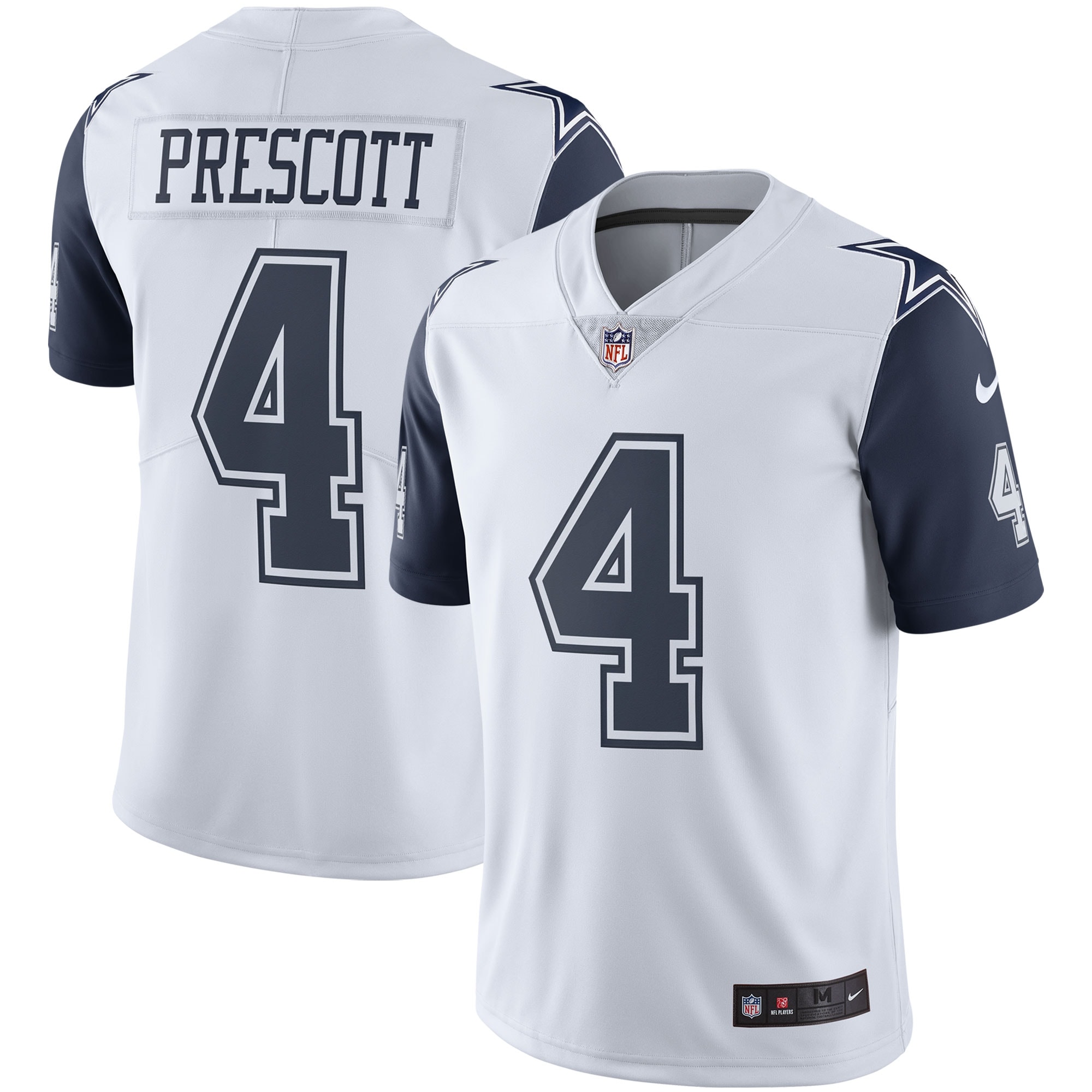 Men's Dallas Cowboys Dak Prescott White Color Rush Vapor Limited Jersey Js5834