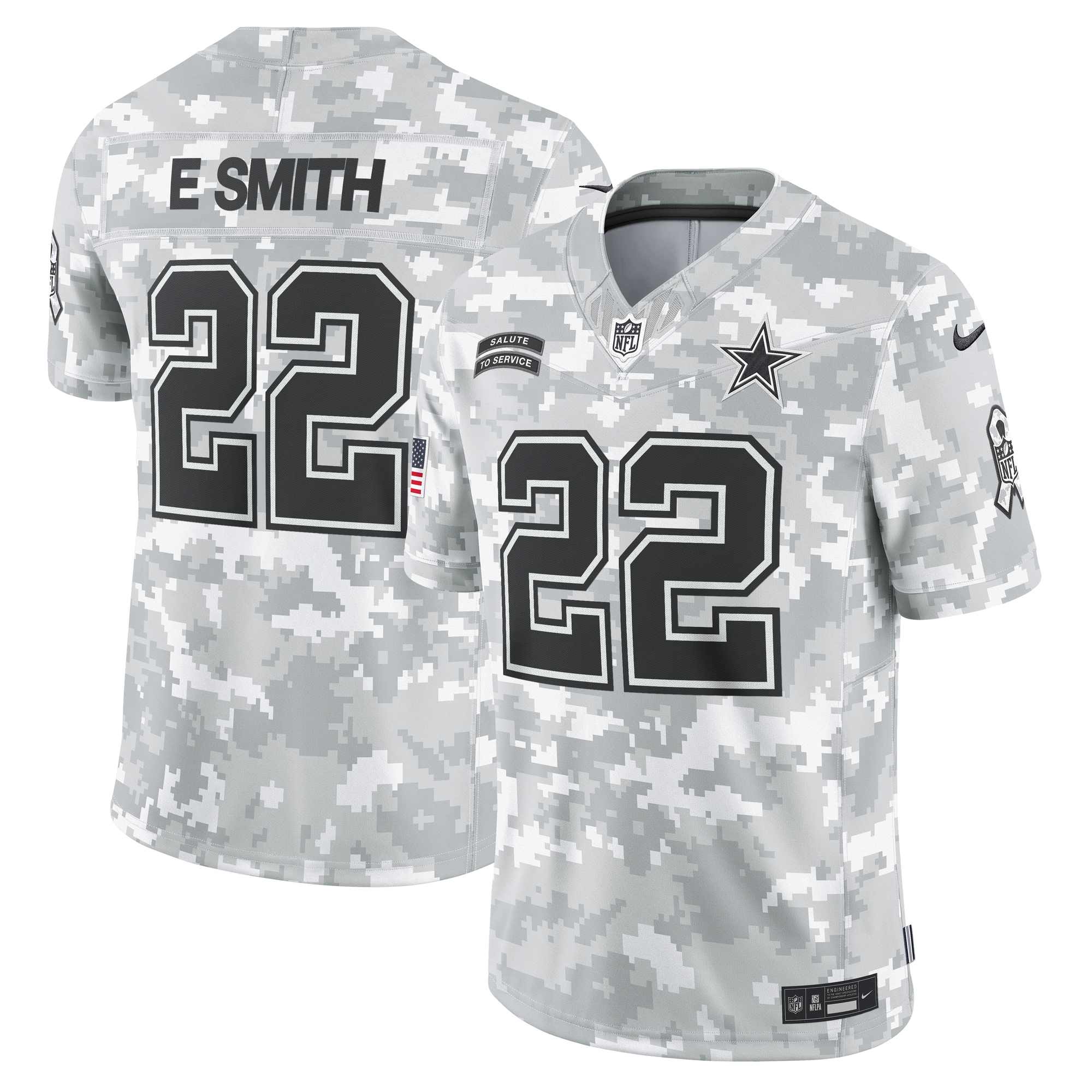 Men's Dallas Cowboys Emmitt Smith Arctic Camo 2024 Salute To Service Retired Player Limited Jersey Js3958