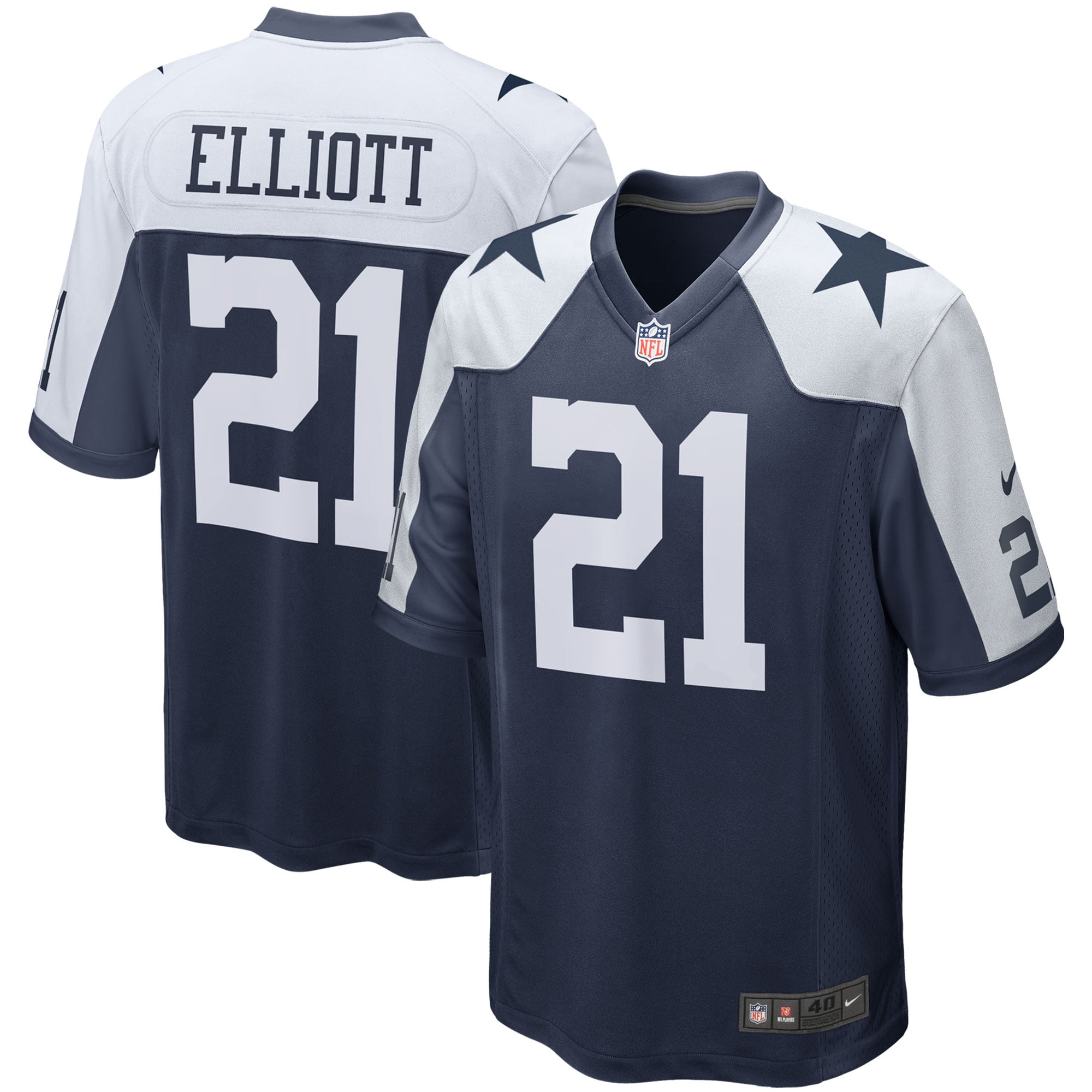 Men's Dallas Cowboys Ezekiel Elliott Navy Alternate Game Team Jersey Js1529