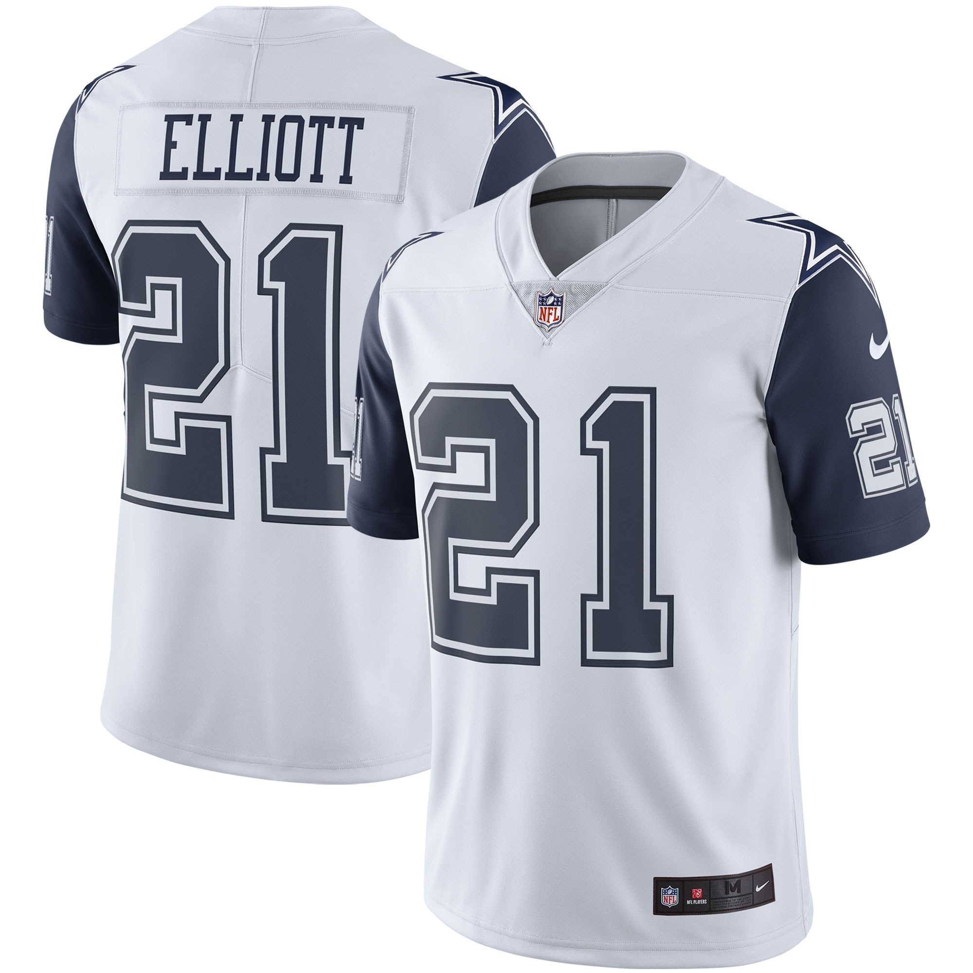 Men's Dallas Cowboys Ezekiel Elliott White Color Rush Vapor Limited Jersey Js8405