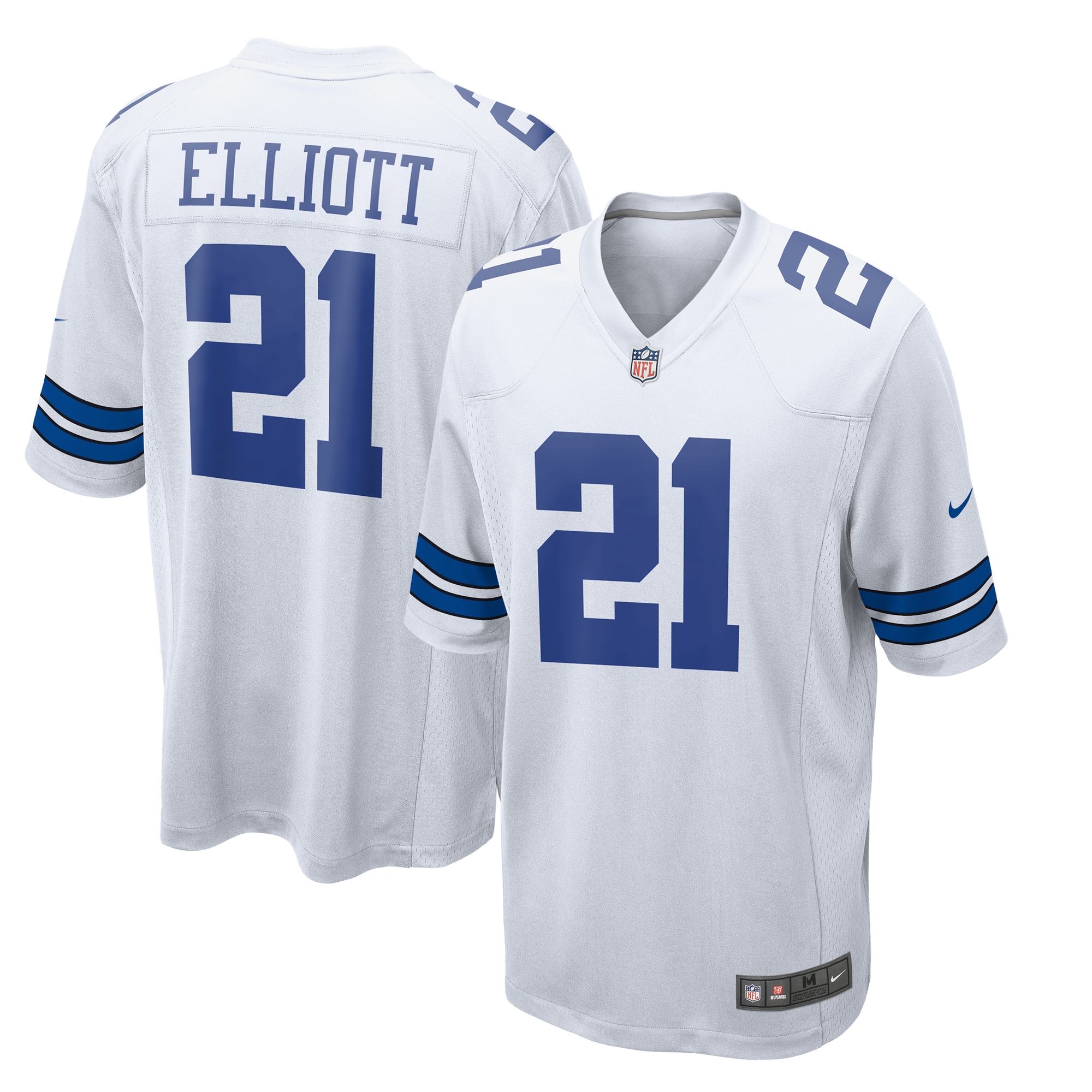 Men's Dallas Cowboys Ezekiel Elliott White Team Game Jersey Js7046