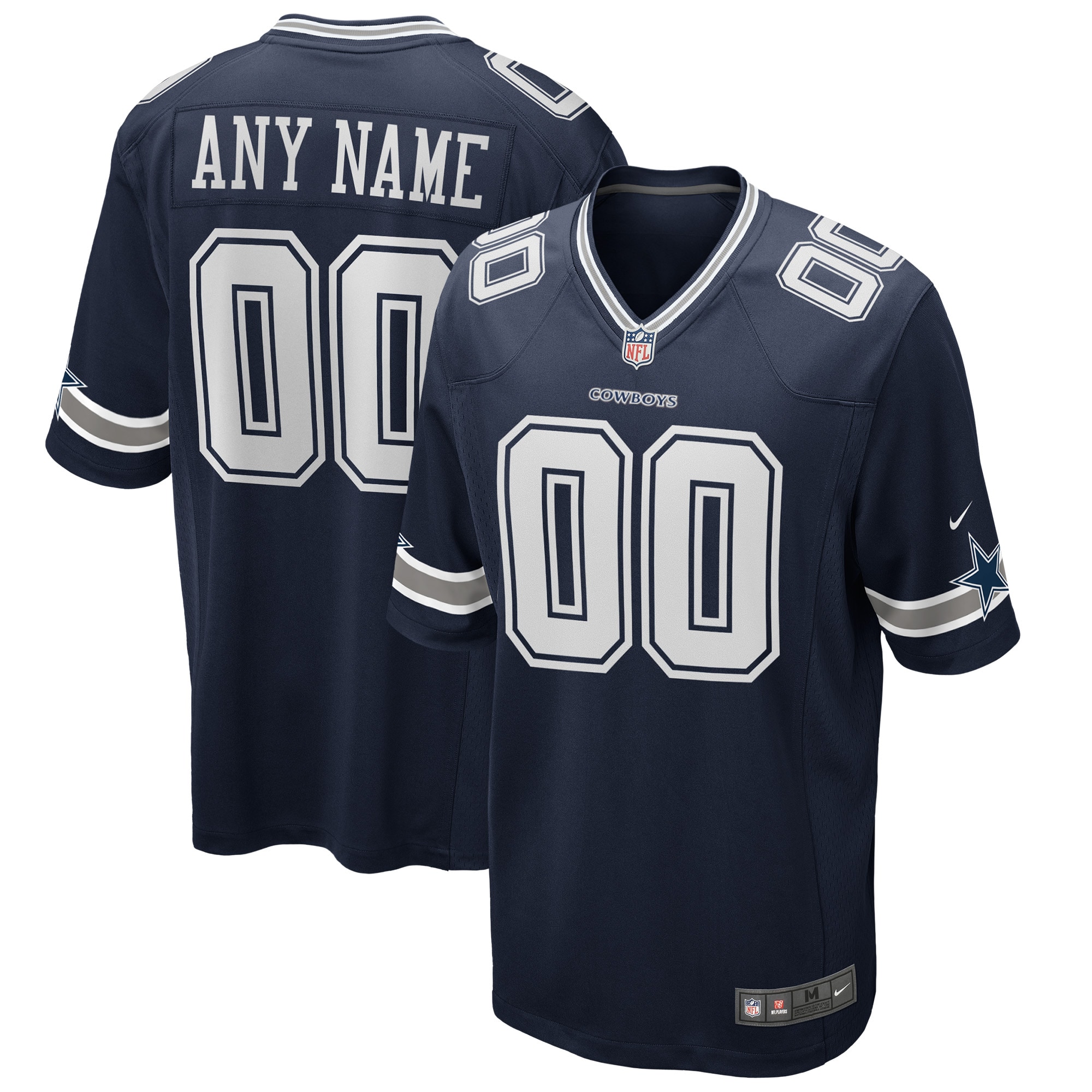 Men's Dallas Cowboys Navy Custom Game Jersey Js7680