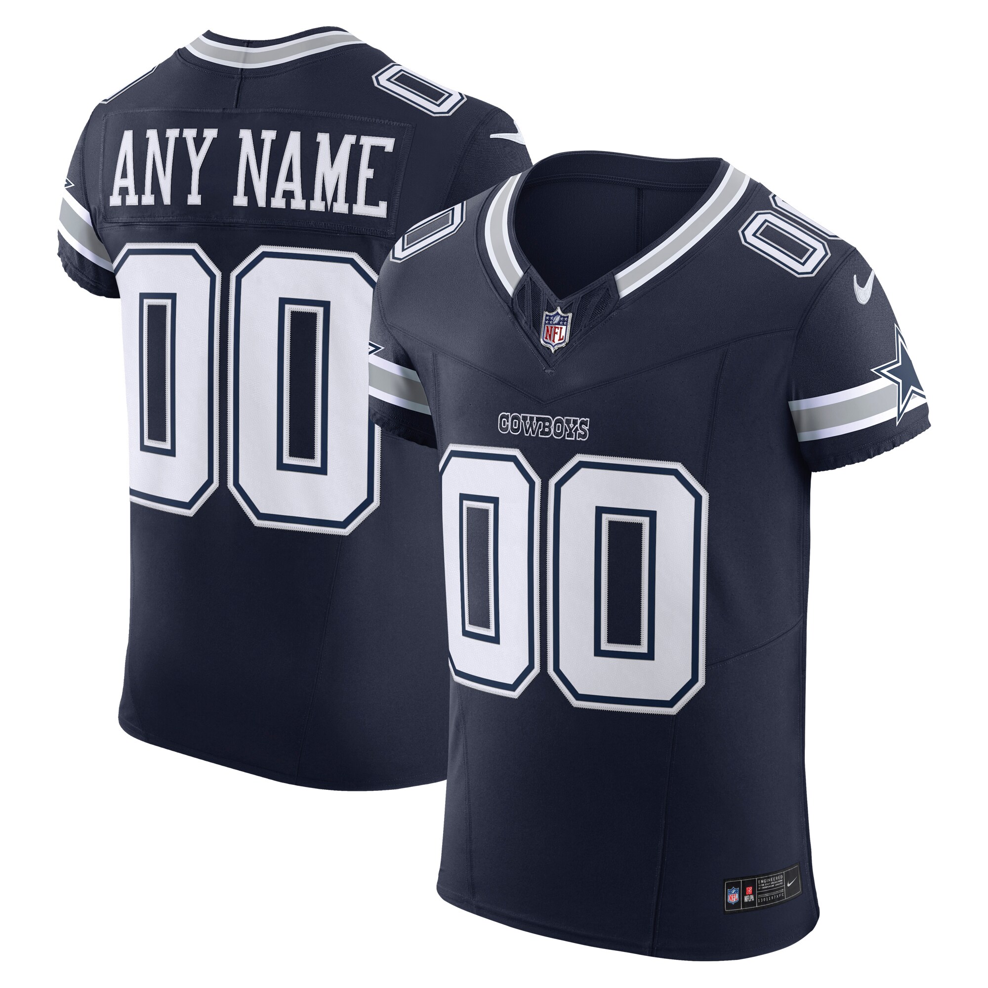 Men's Dallas Cowboys Navy Vapor F.u.s.e. Elite Custom Jersey Js4041