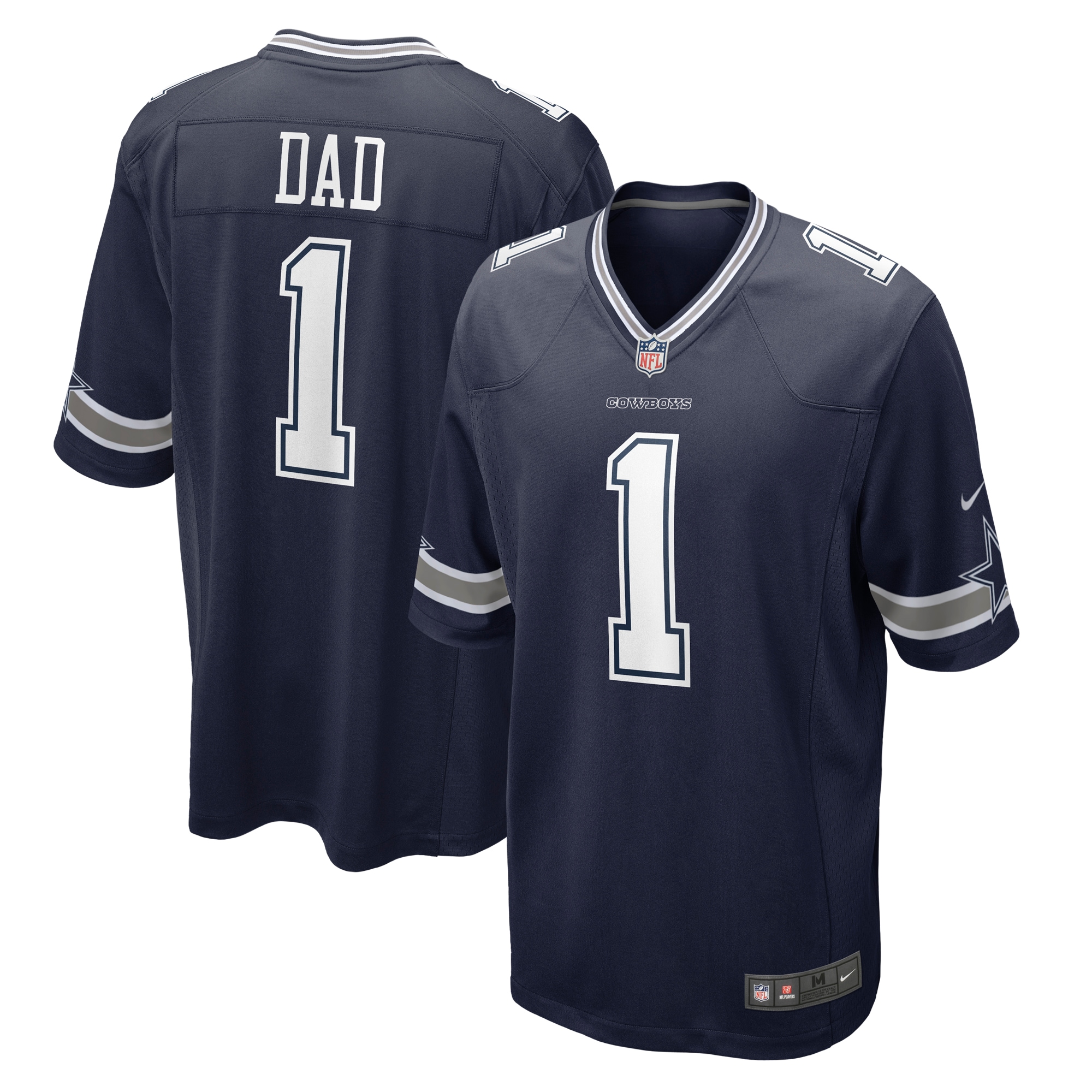 Men's Dallas Cowboys Number 1 Dad Navy Game Jersey Js3618