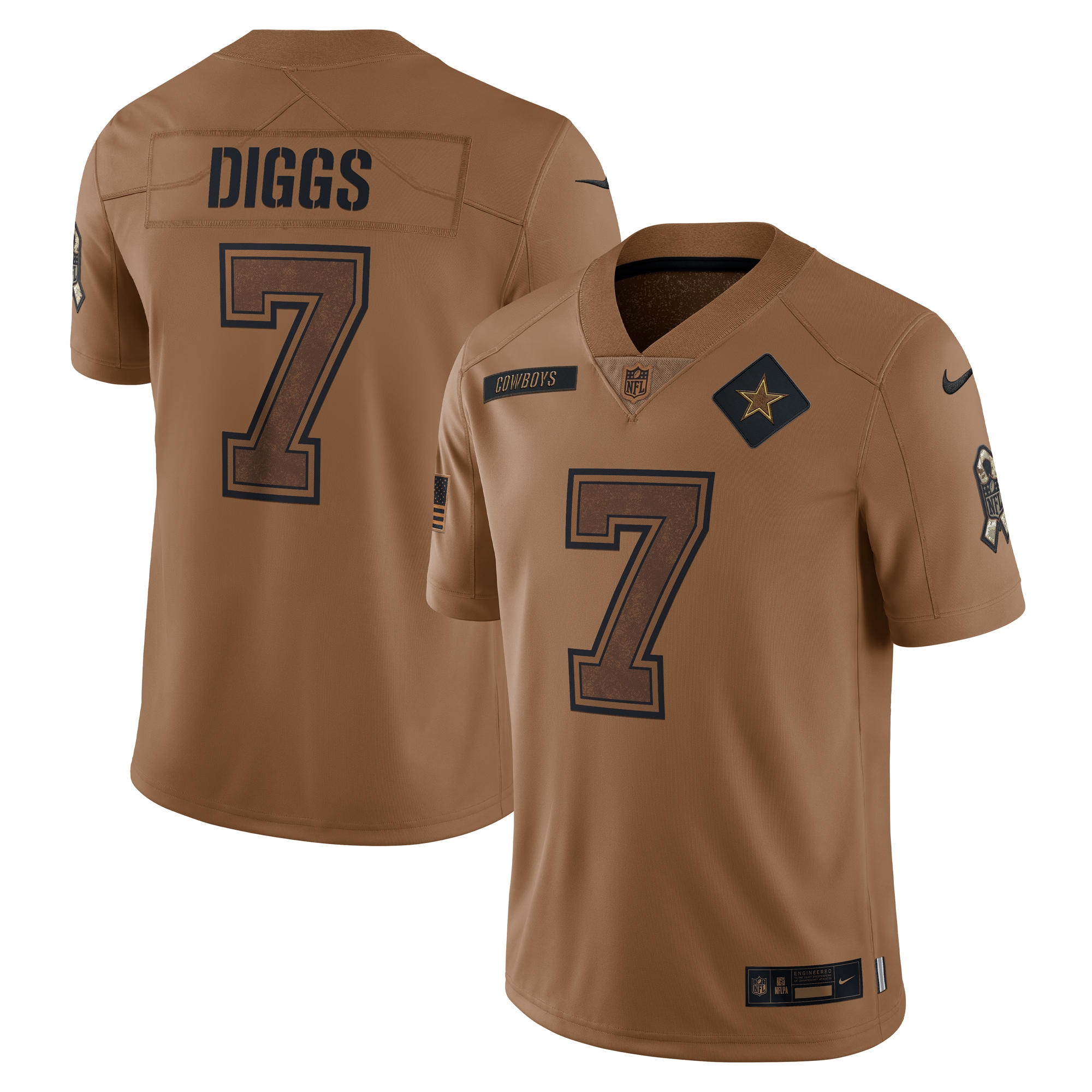 Men's Dallas Cowboys Trevon Diggs Brown Salute To Service Limited Jersey Js6799
