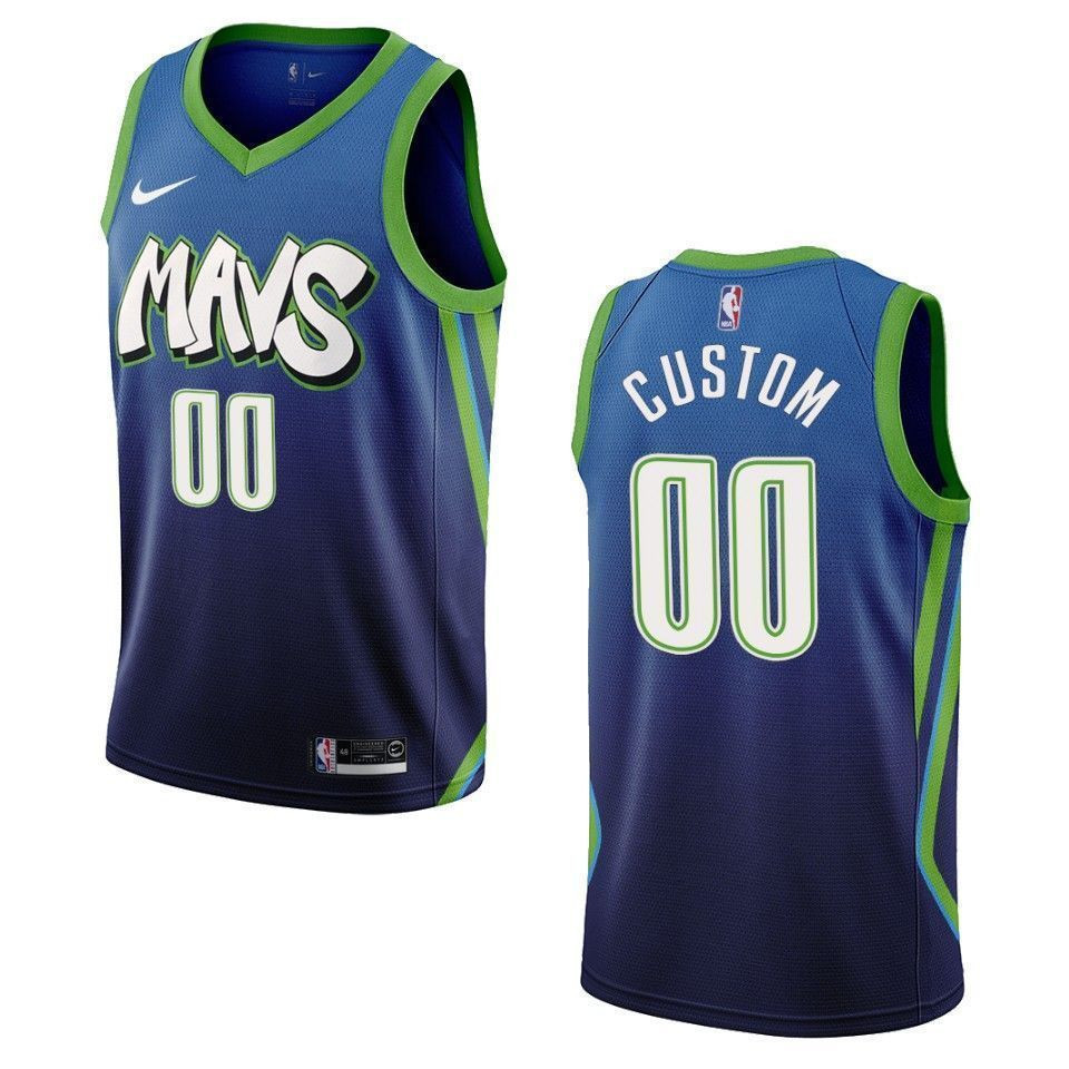 Men's Dallas Mavericks 00 Custom City Edition Swingman Jersey - Blue