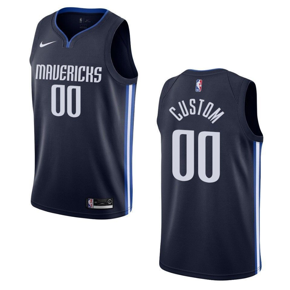 Men's Dallas Mavericks 00 Custom Statement Swingman Jersey - Navy