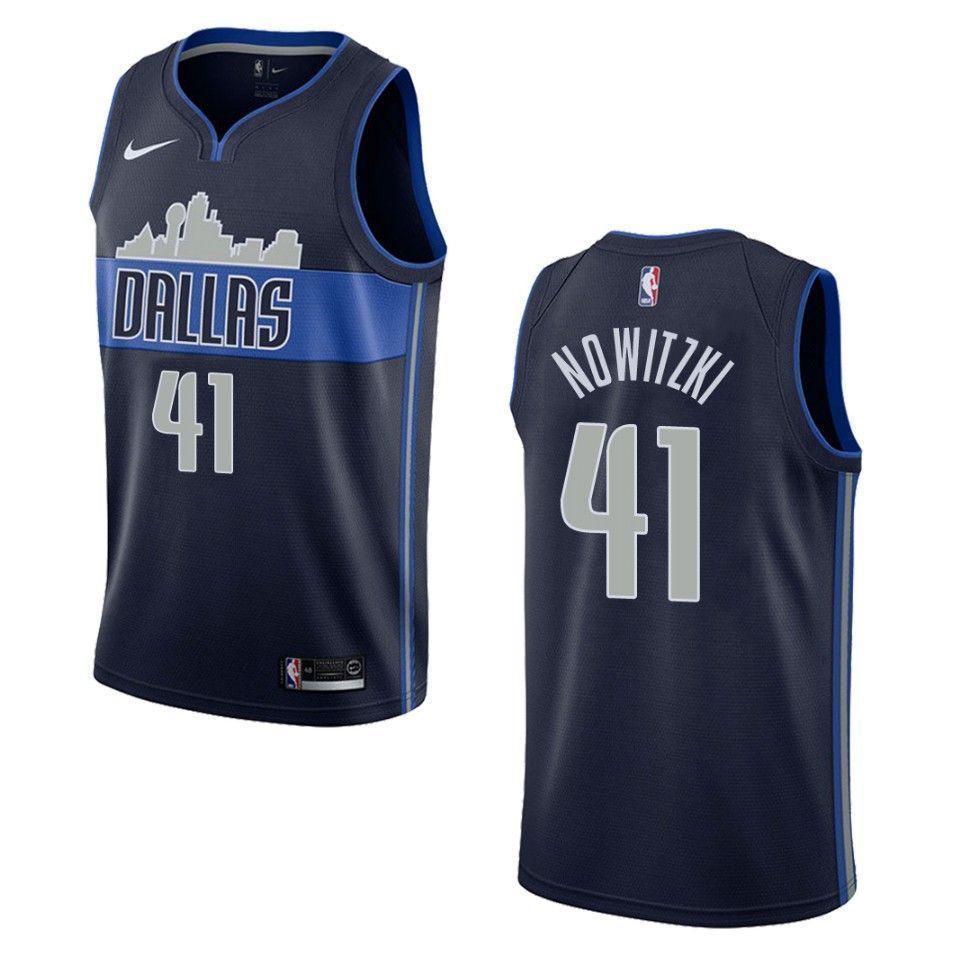 Men's Dallas Mavericks 41 Dirk Nowitzki Statement Swingman Jersey - Navy