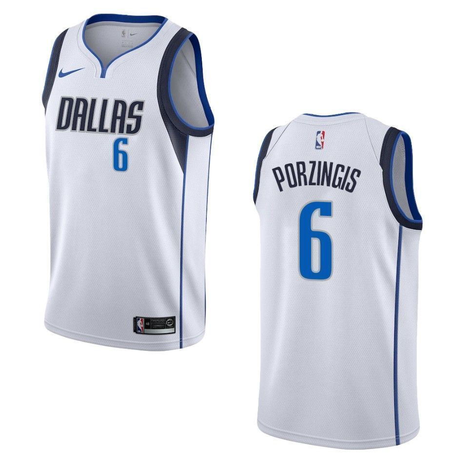 Men's Dallas Mavericks 6 Kristaps Porzingis Association Swingman Jersey - White