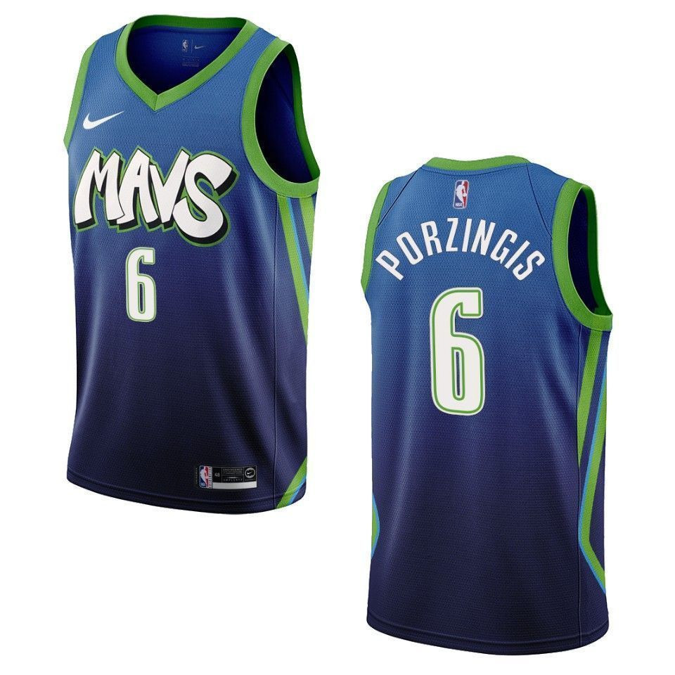 Men's Dallas Mavericks 6 Kristaps Porzingis City Edition Swingman Jersey - Blue