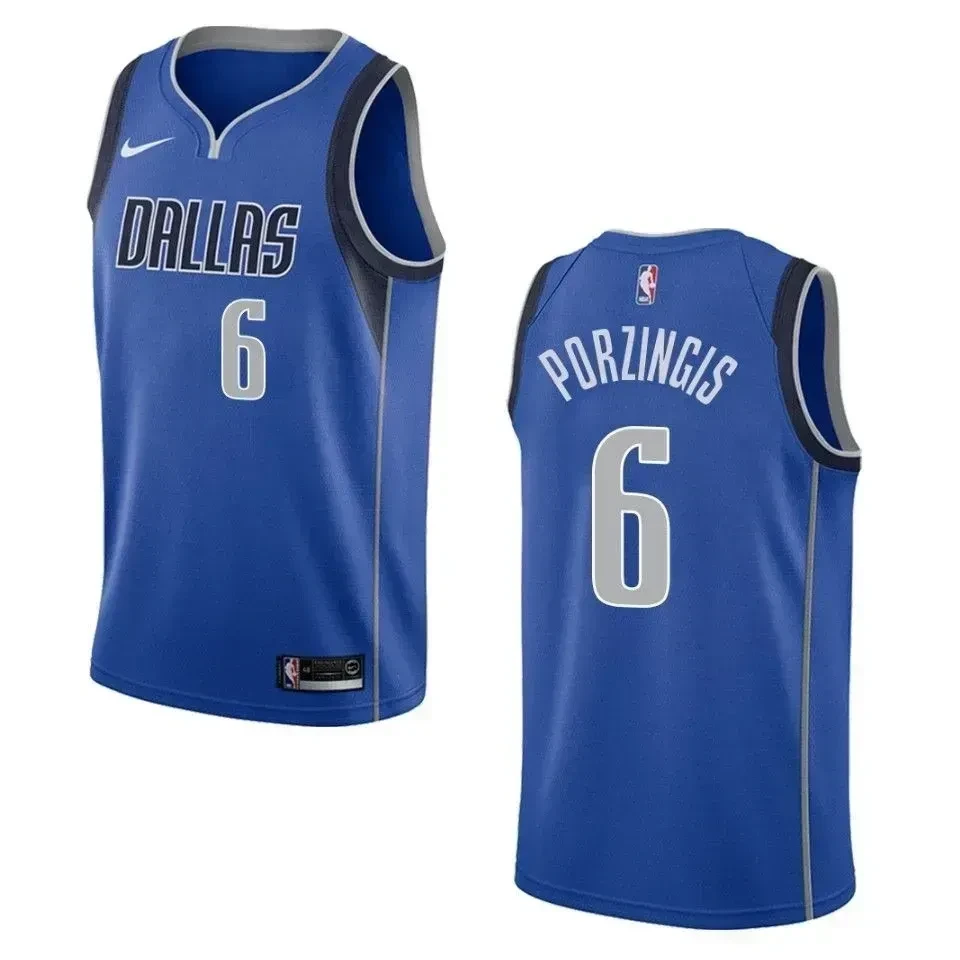Men's Dallas Mavericks 6 Kristaps Porzingis Icon Swingman Jersey - Blue