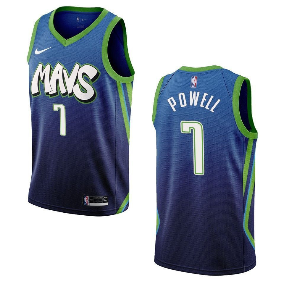 Men's Dallas Mavericks 7 Dwight Powell City Edition Swingman Jersey - Blue