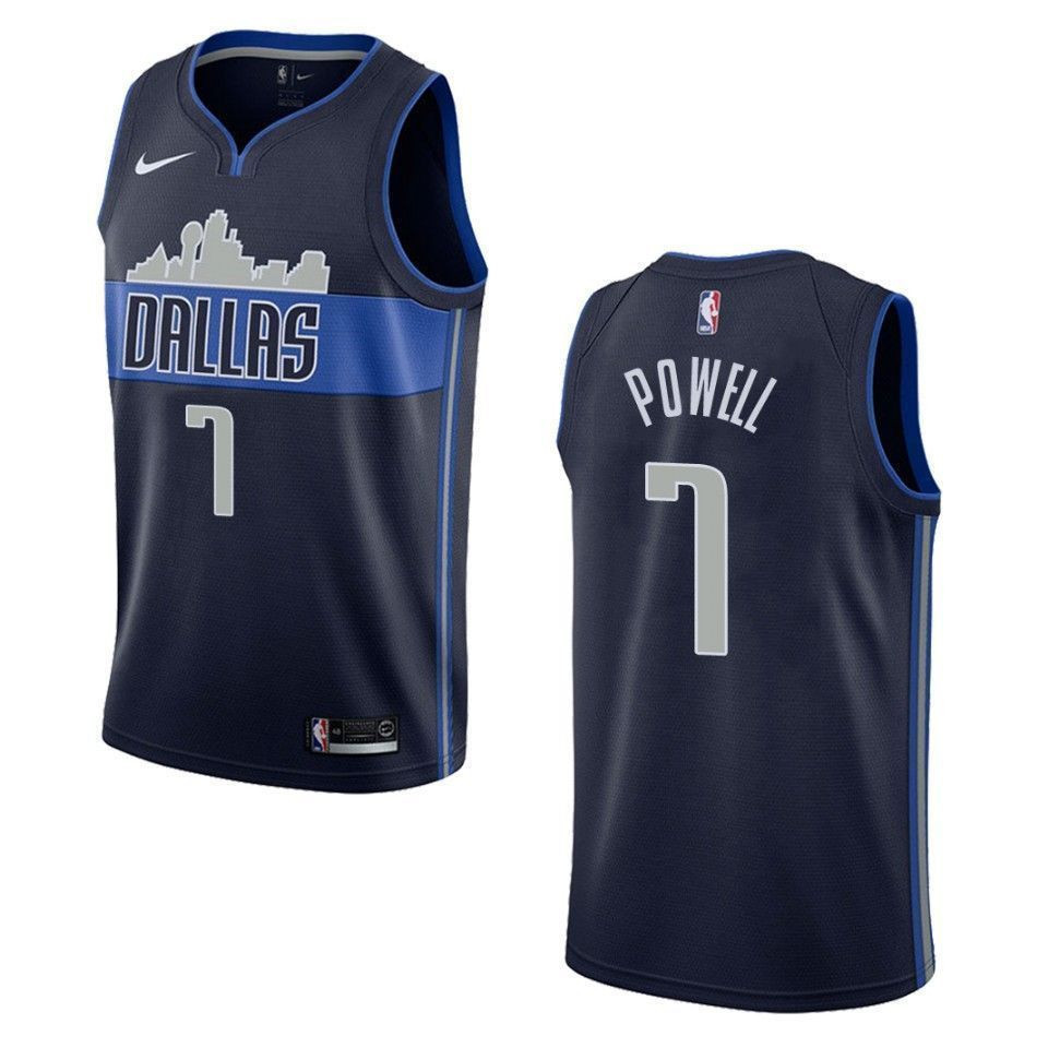 Men's Dallas Mavericks 7 Dwight Powell Statement Swingman Jersey - Navy