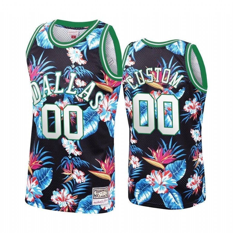 Men's Dallas Mavericks Custom 00 Floral Fashion Jersey
