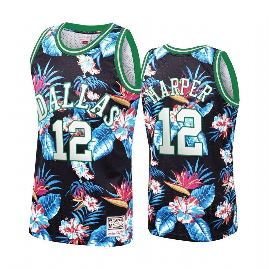 Men's Dallas Mavericks Derek Harper 12 Floral Fashion Jersey