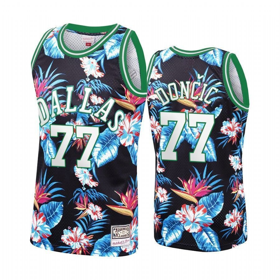 Men's Dallas Mavericks Luka Doncic 77 Floral Fashion Jersey