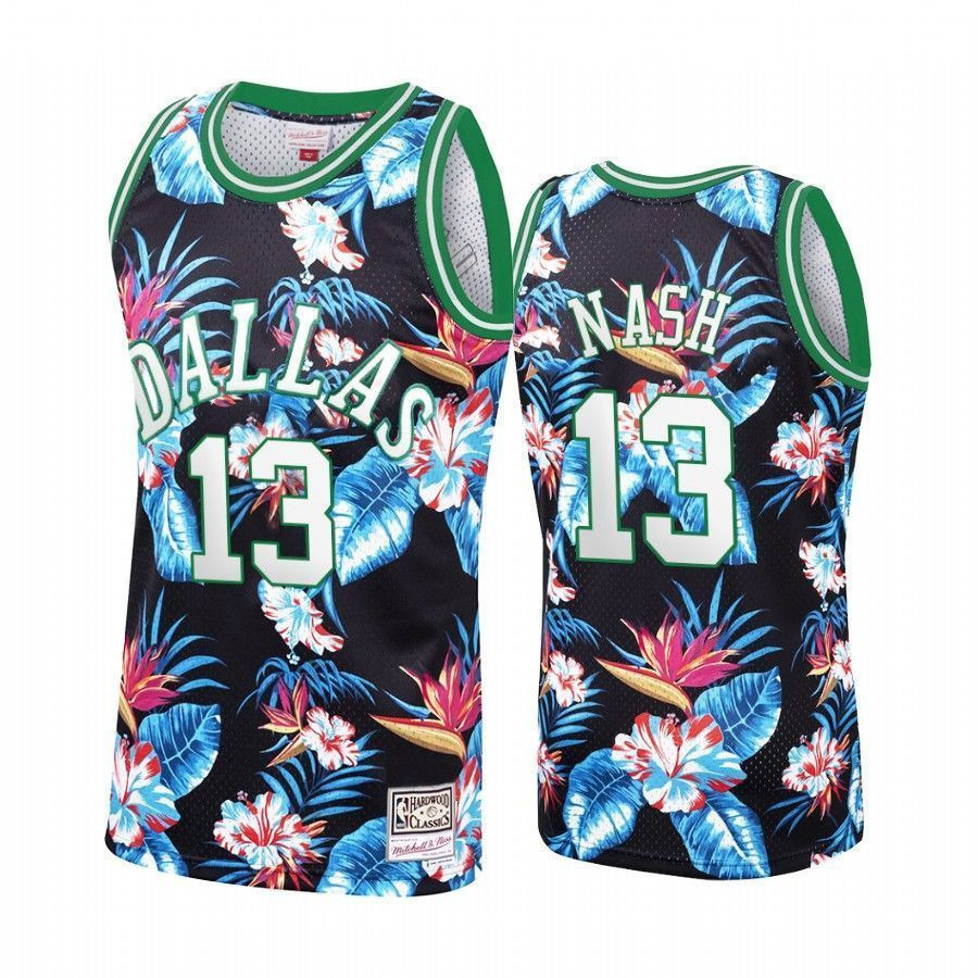 Men's Dallas Mavericks Steve Nash 13 Floral Fashion Jersey