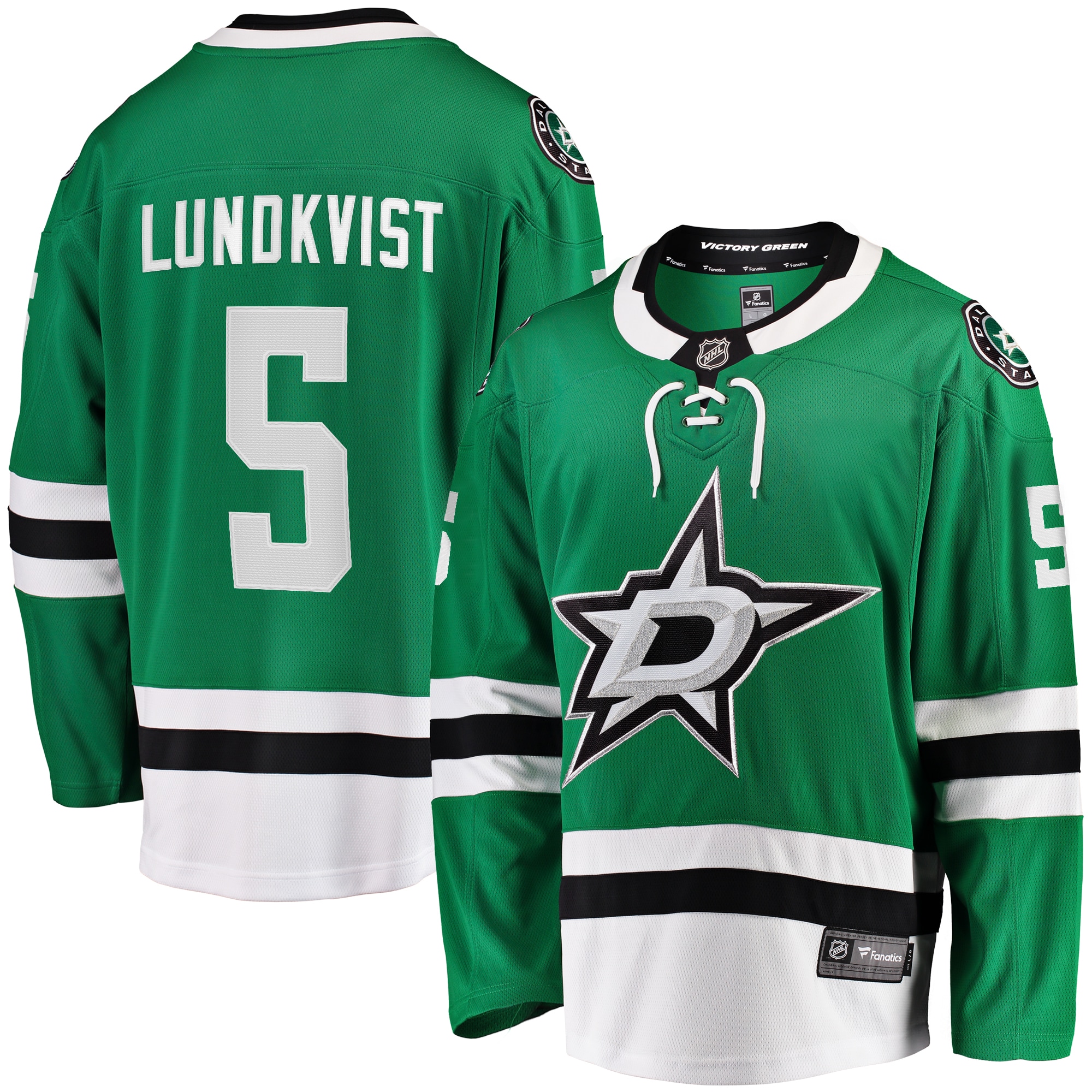 Men's Dallas Stars Nils Lundkvist Kelly Green Home Premier Breakaway Player Jersey