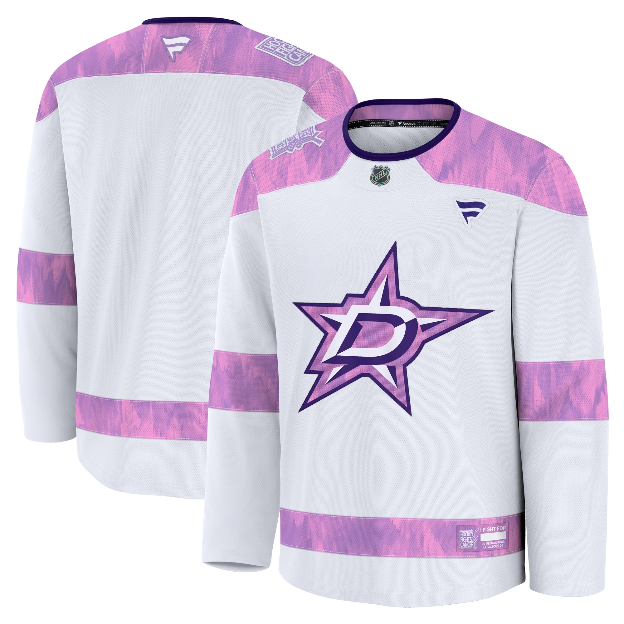 Men's Dallas Stars White 2024 Hockey Fights Cancer Practice Jersey