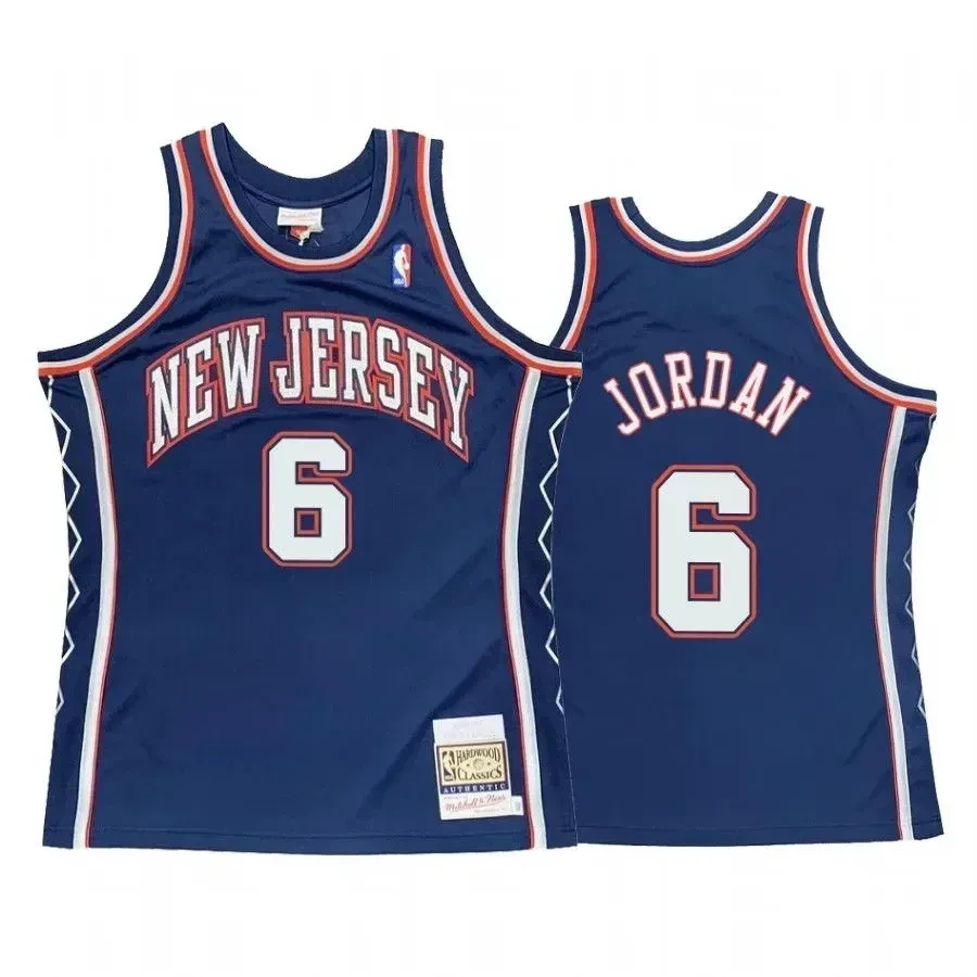 Men's Deandre Jordan 6 Brooklyn Nets Blue Hardwood Classics Jersey