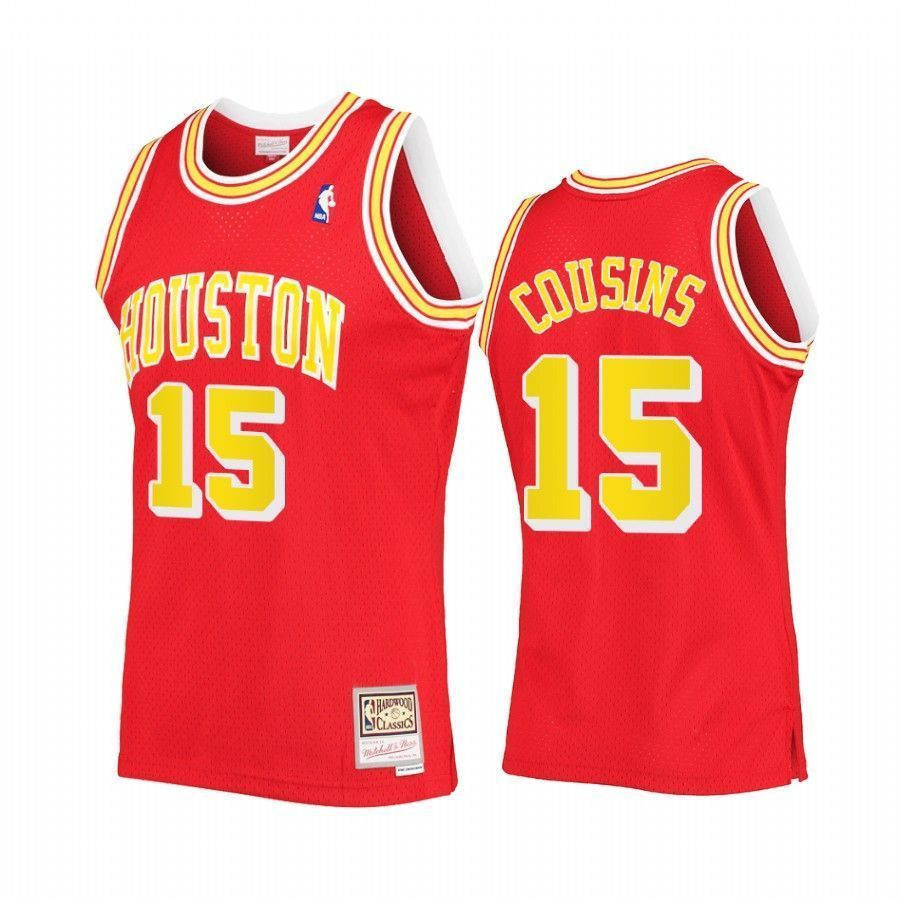 Men's Demarcus Cousins 15 Houston Rockets Red Hardwood Classics Jersey
