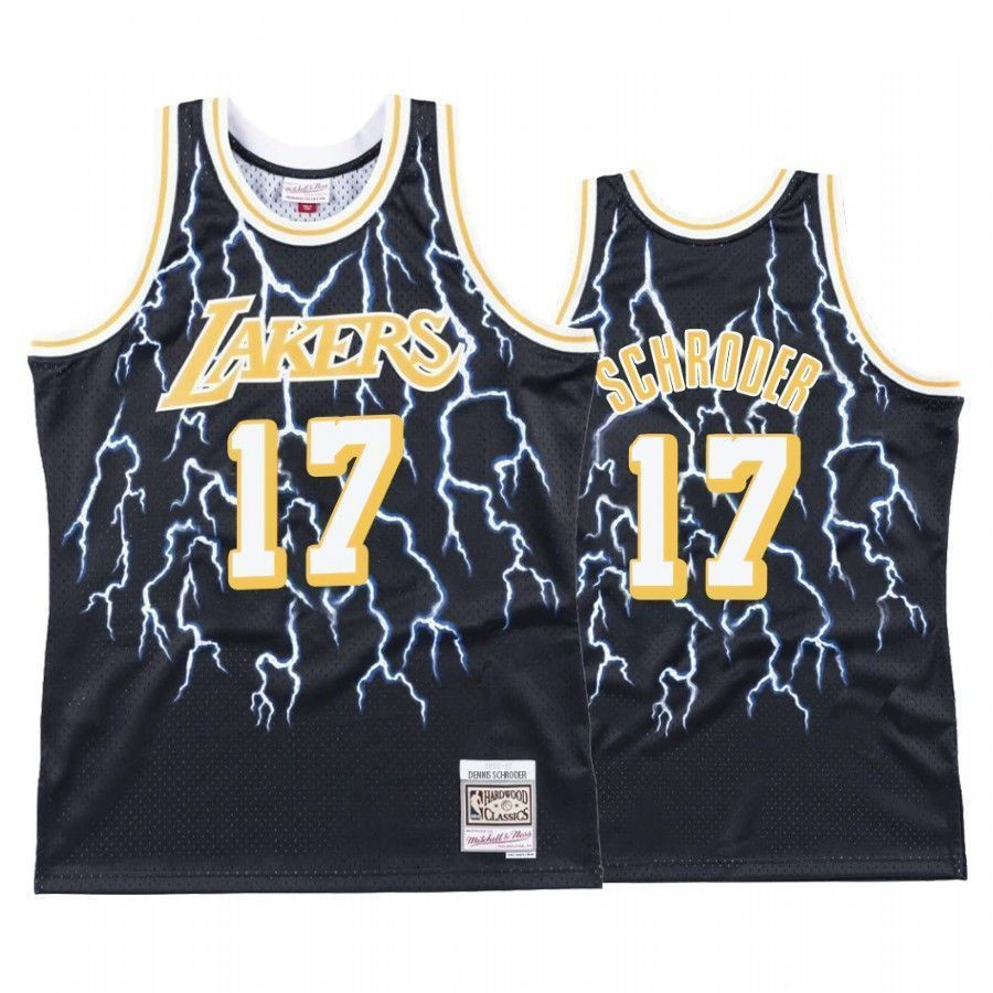 Men's Dennis Schroder 17 Los Angeles Lakers Black Lightning Jersey