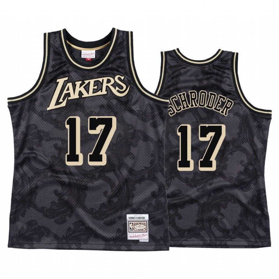 Men's Dennis Schroder 17 Los Angeles Lakers Black Toile Jersey