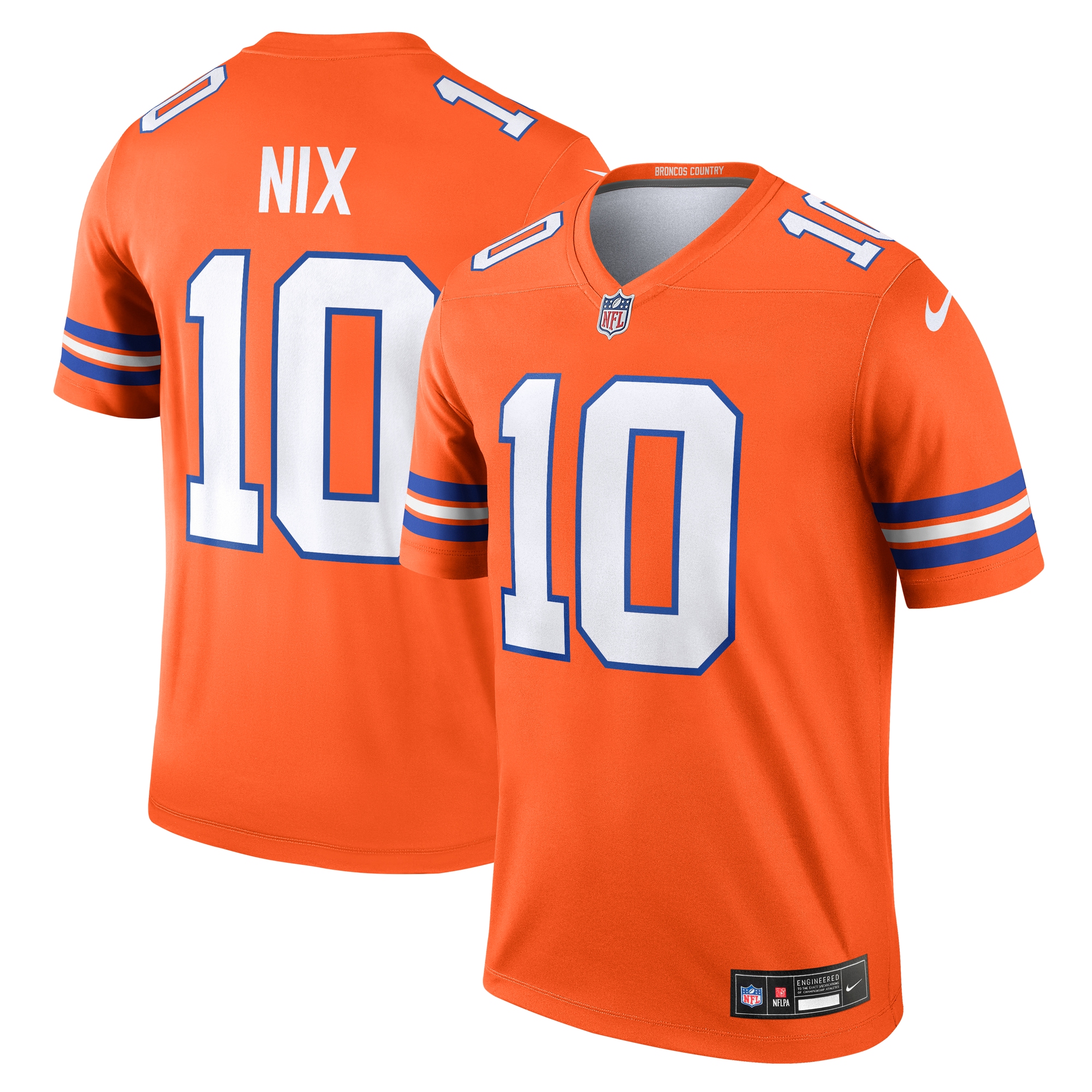 Men's Denver Broncos Bo Nix Orange Alternate Legend Player Performance Top Js8097