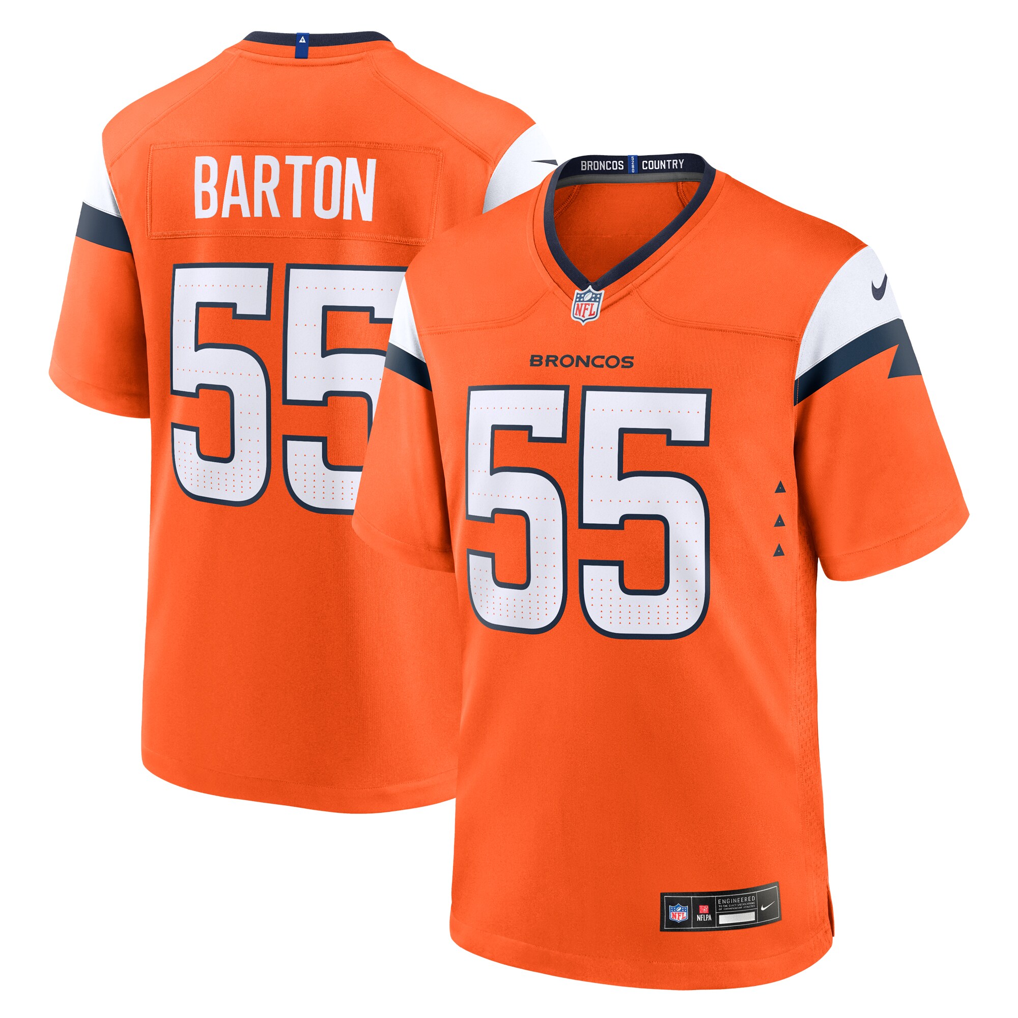 Men's Denver Broncos Cody Barton Orange Game Jersey Js3028