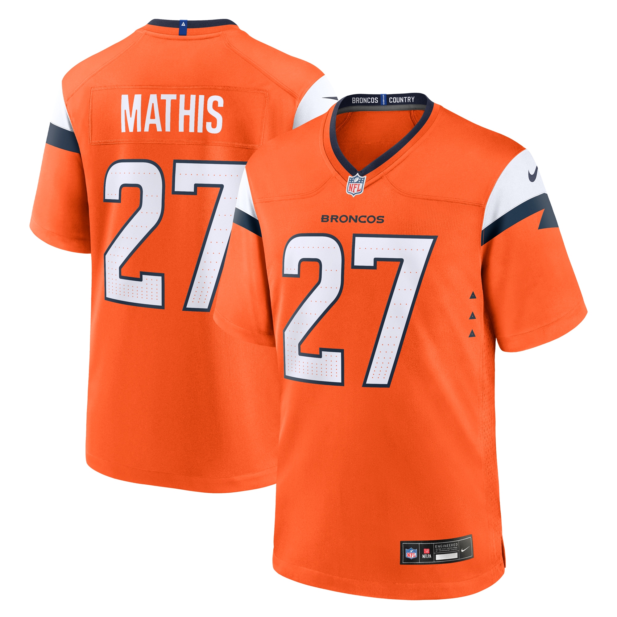 Men's Denver Broncos Damarri Mathis Orange Team Game Jersey Js8070