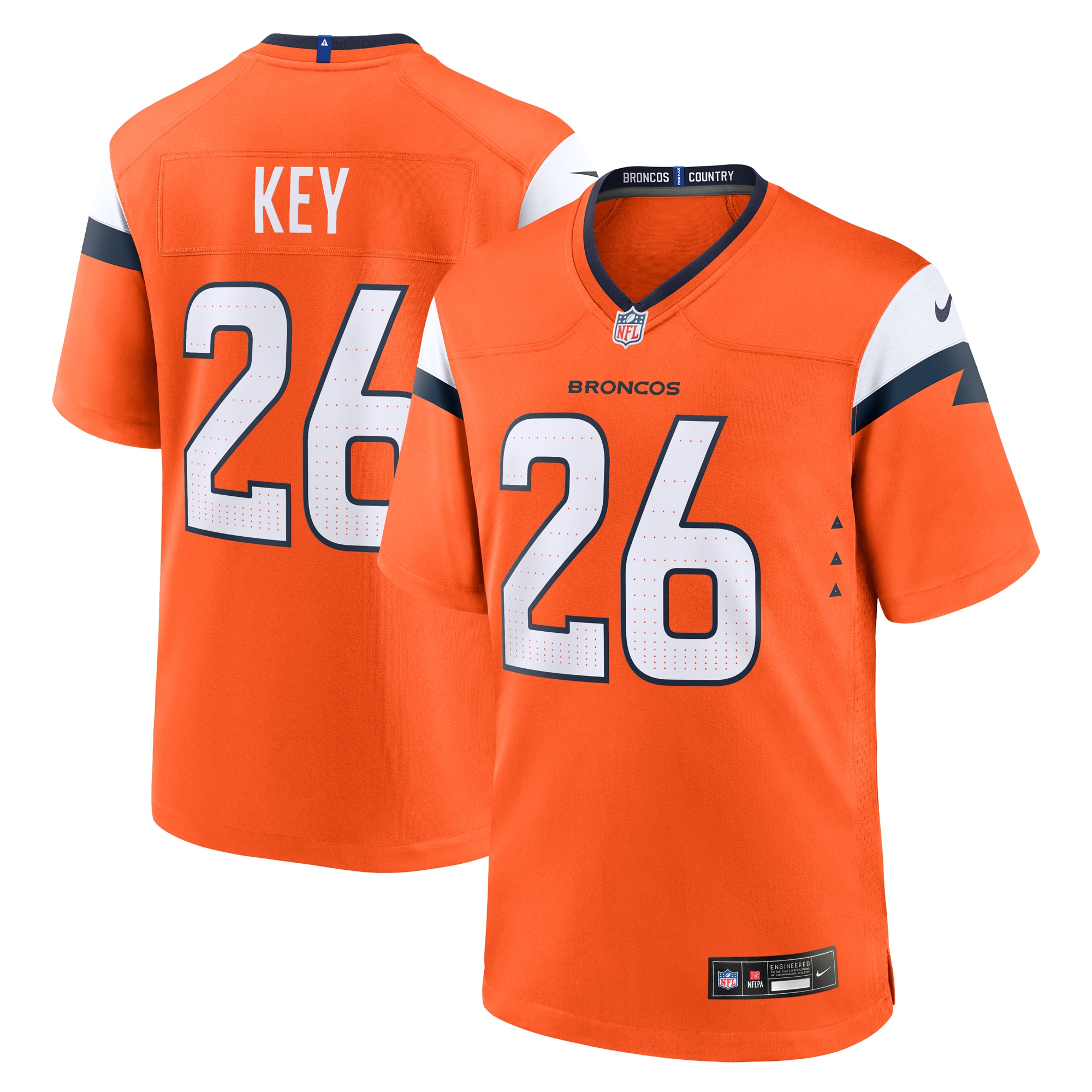 Men's Denver Broncos Devon Key Orange Team Game Jersey Js4949