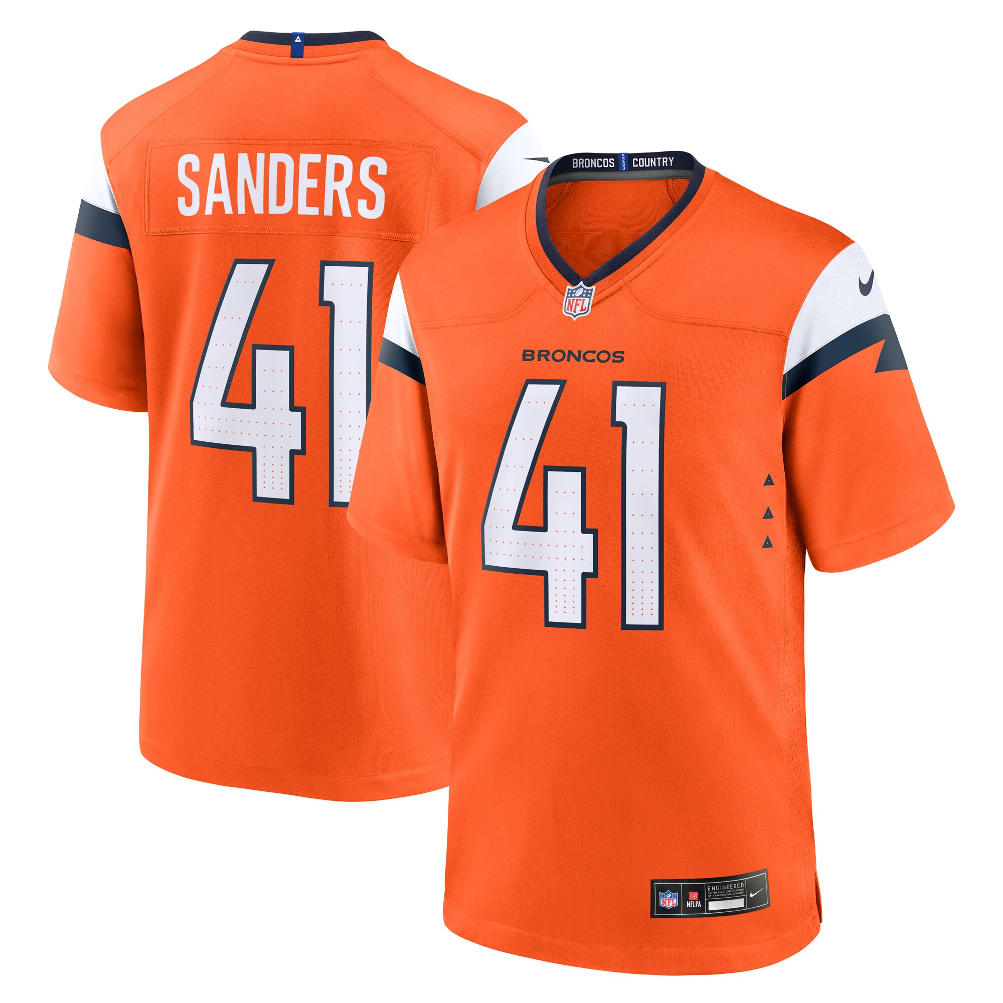 Men's Denver Broncos Drew Sanders Orange Team Game Jersey Js7883