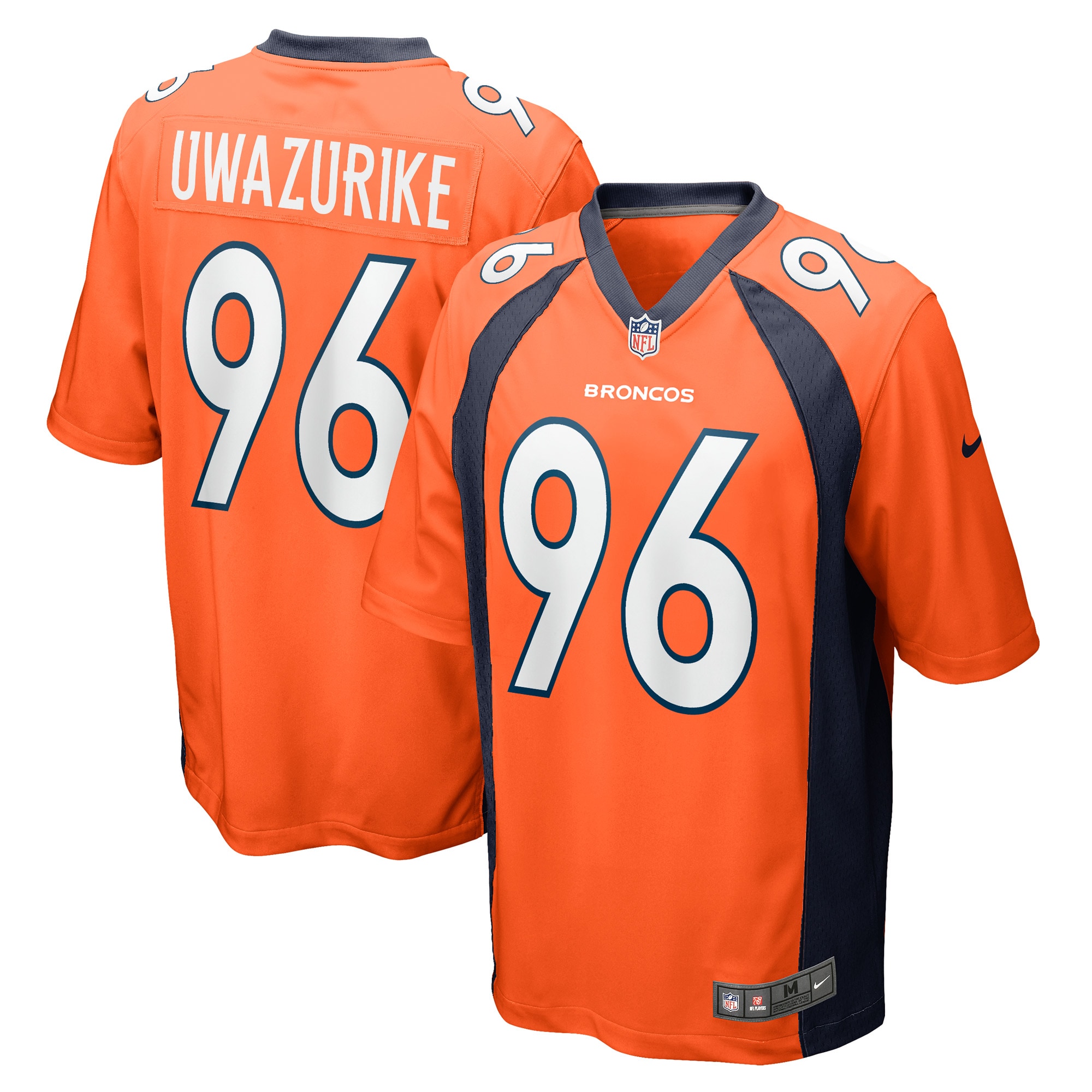 Men's Denver Broncos Eyioma Uwazurike Orange Game Player Jersey Js1791