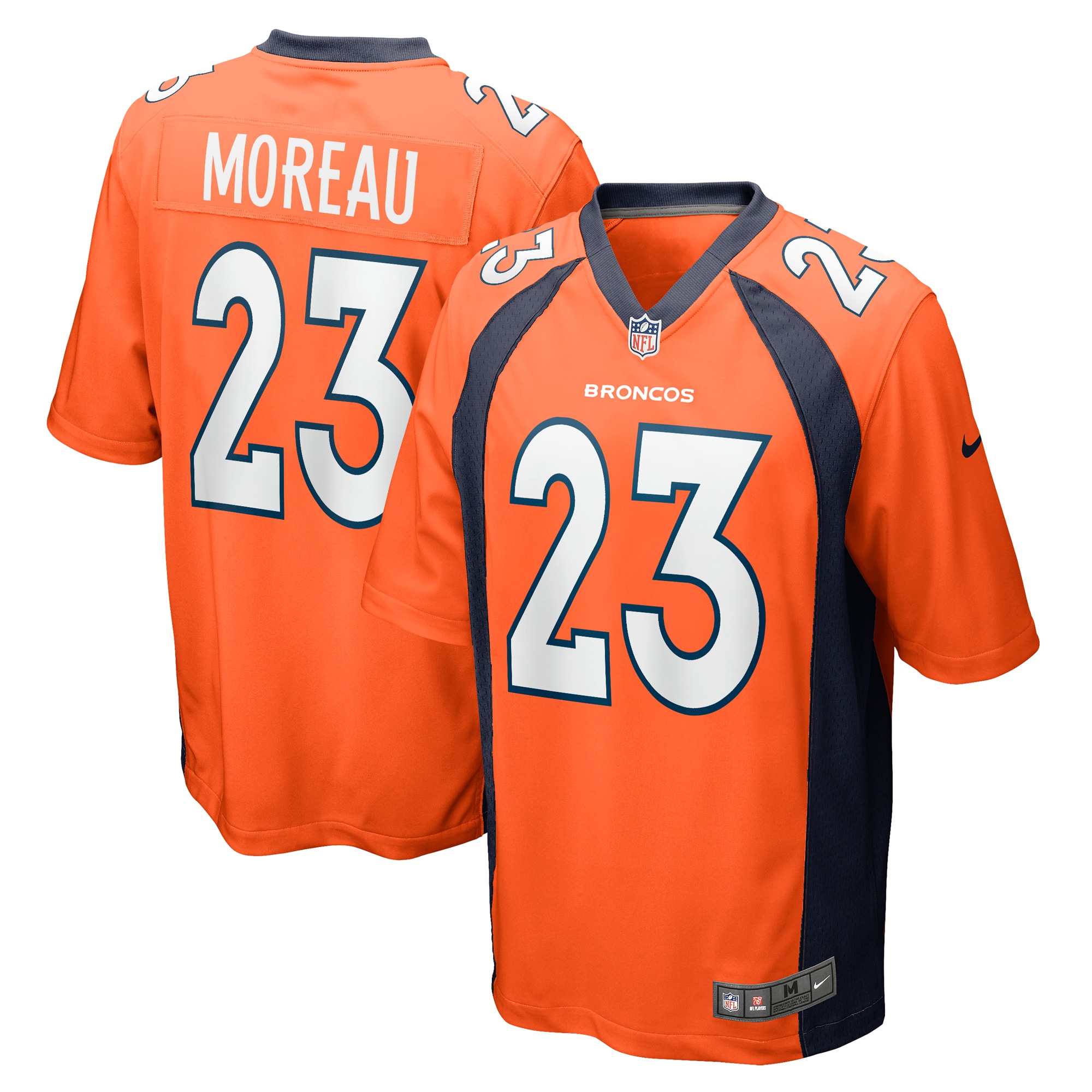 Men's Denver Broncos Fabian Moreau Orange Team Game Jersey Js7052