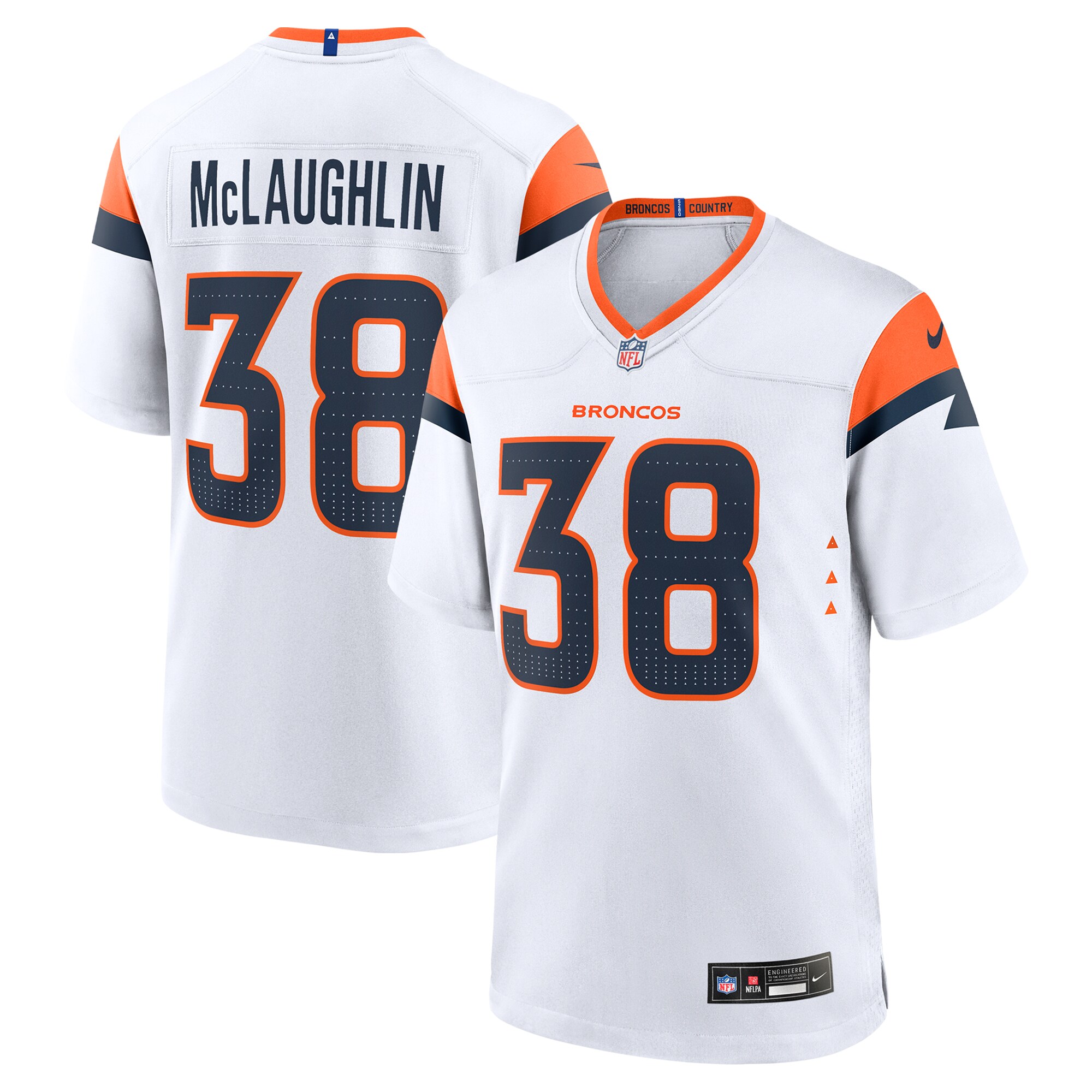 Men's Denver Broncos Jaleel Mclaughlin White Game Jersey Js2365