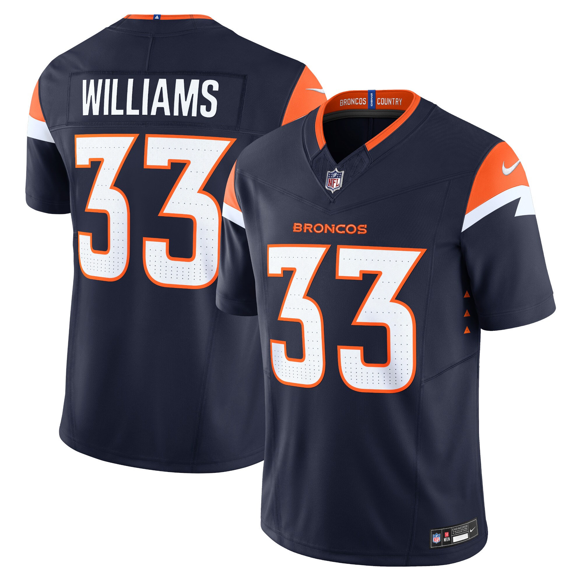 Men's Denver Broncos Javonte Williams Navy Mile High Collection Vapor F.u.s.e. Limited Jersey Js3130