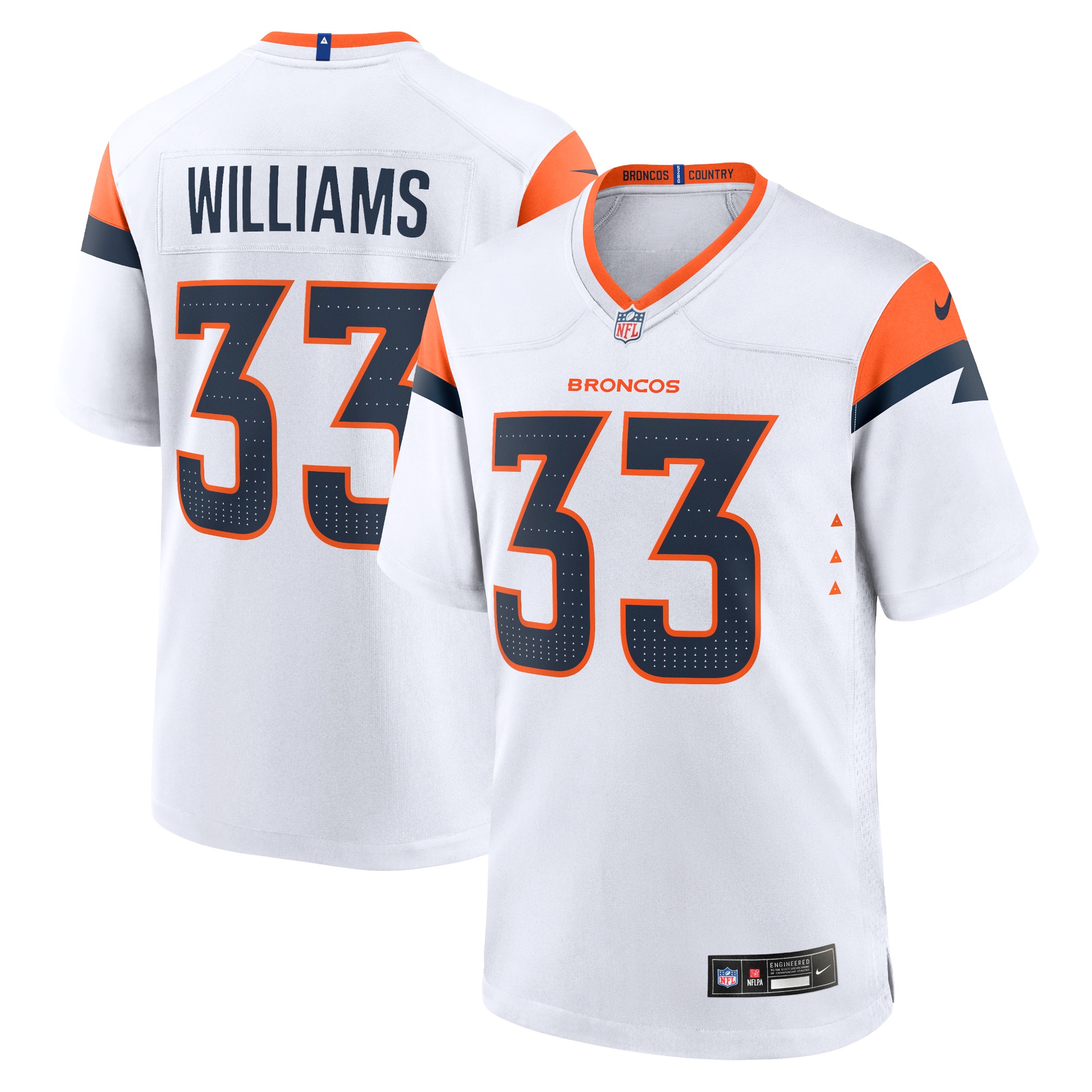 Men's Denver Broncos Javonte Williams White Mile High Collection Game Jersey Js4448