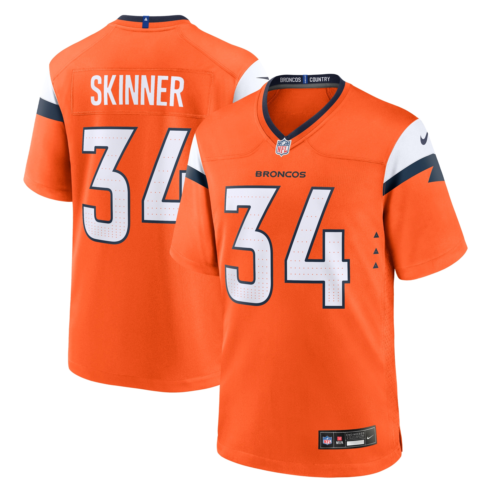 Men's Denver Broncos Jl Skinner Orange Team Game Jersey Js4903