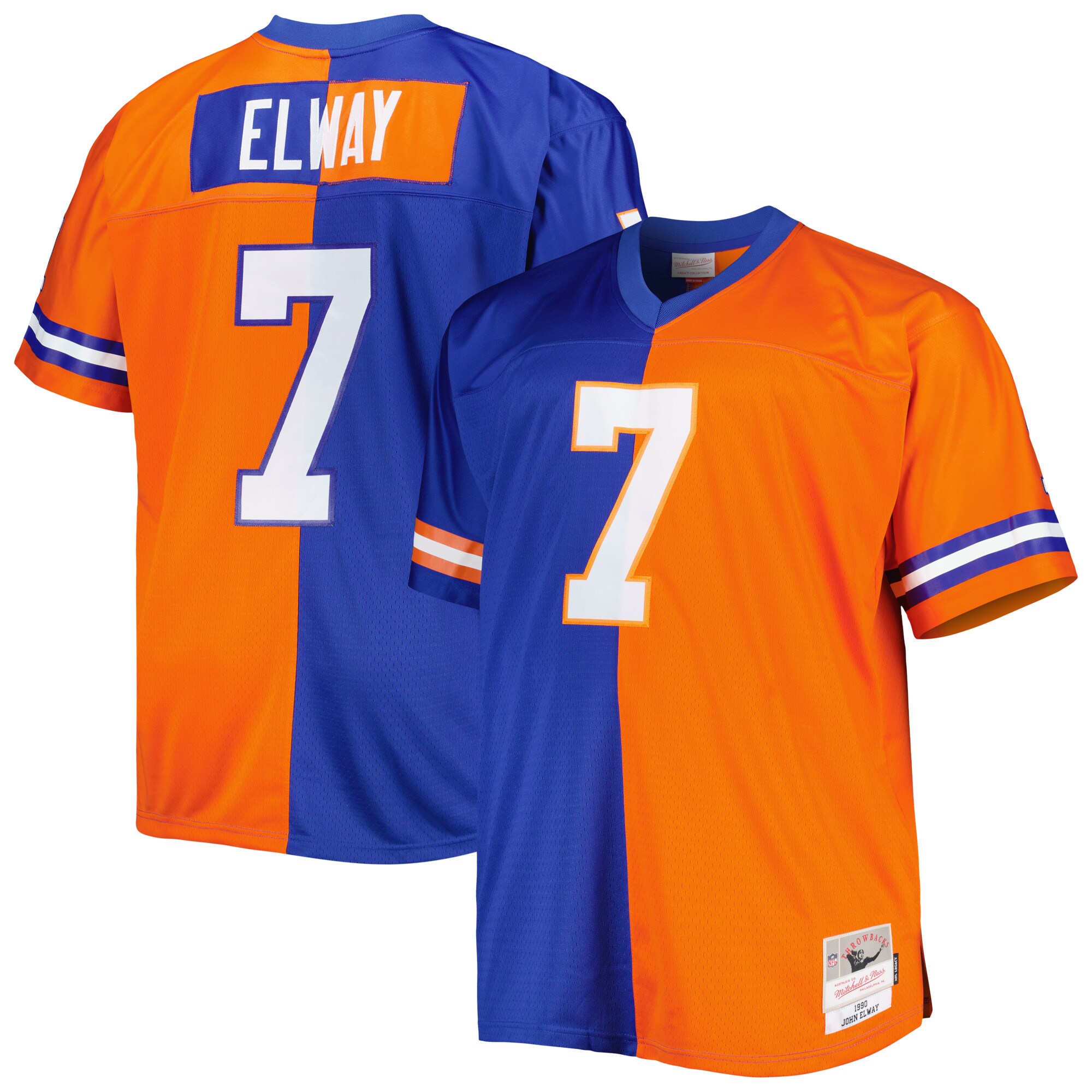 Men's Denver Broncos John Elway Mitchell & Ness Royal/orange Big & Tall Split Legacy Retired Player Jersey Js7290