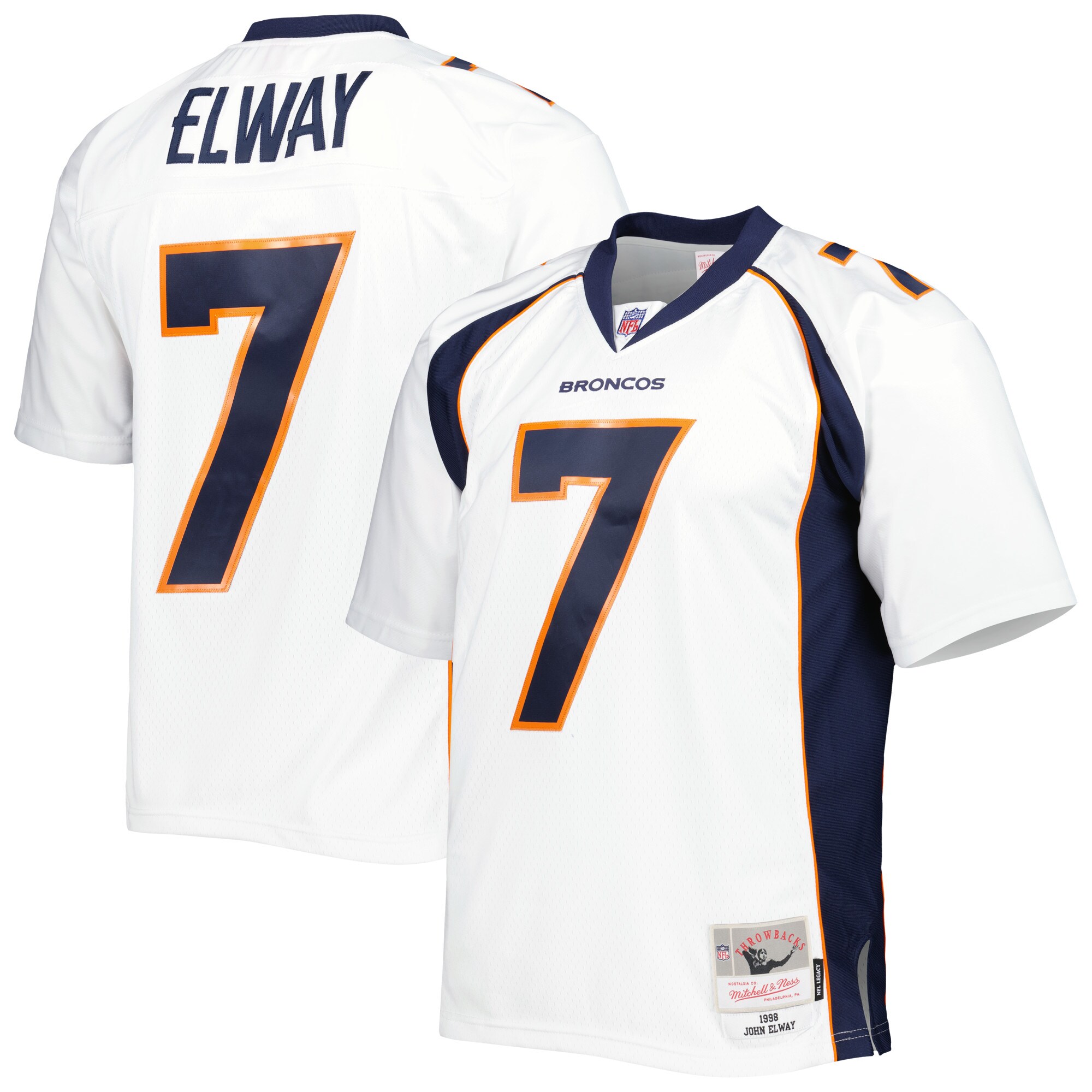 Men's Denver Broncos John Elway Mitchell & Ness White 1998 Legacy Jersey Js7840
