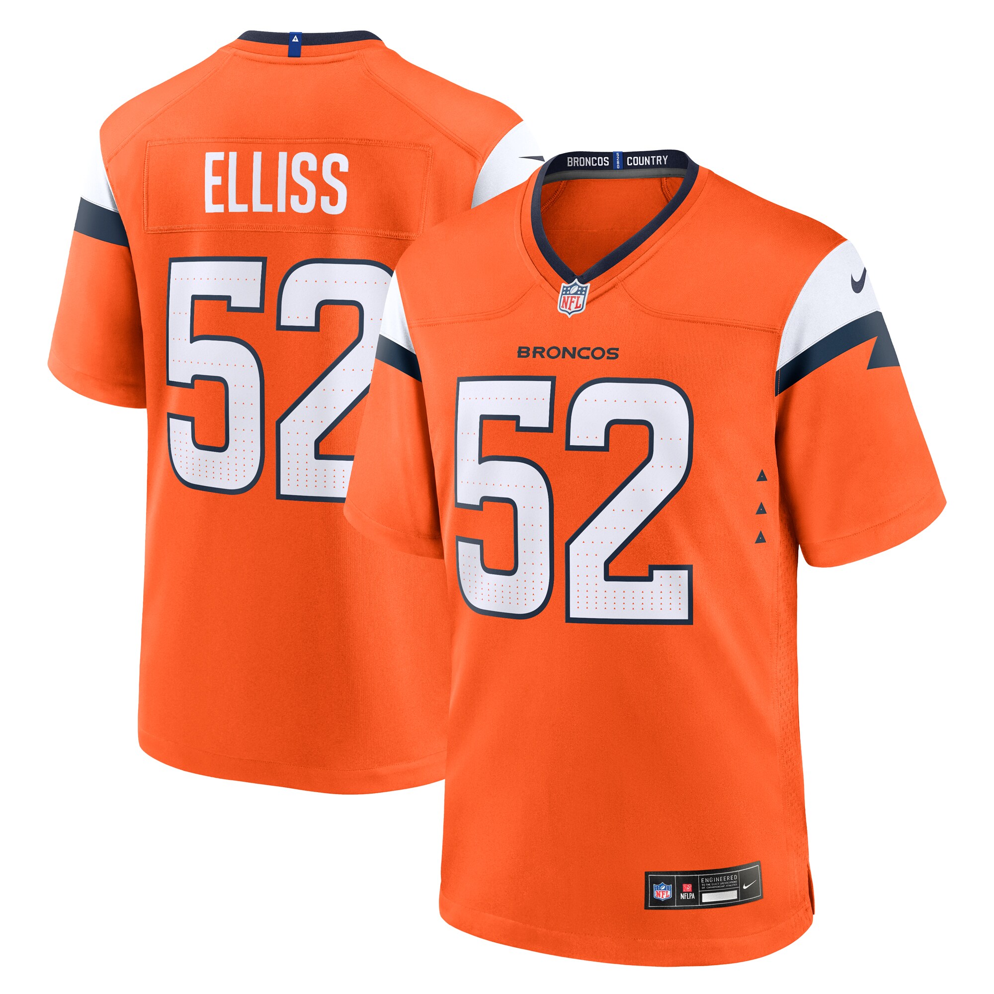Men's Denver Broncos Jonah Elliss Orange Team Game Jersey Js5492