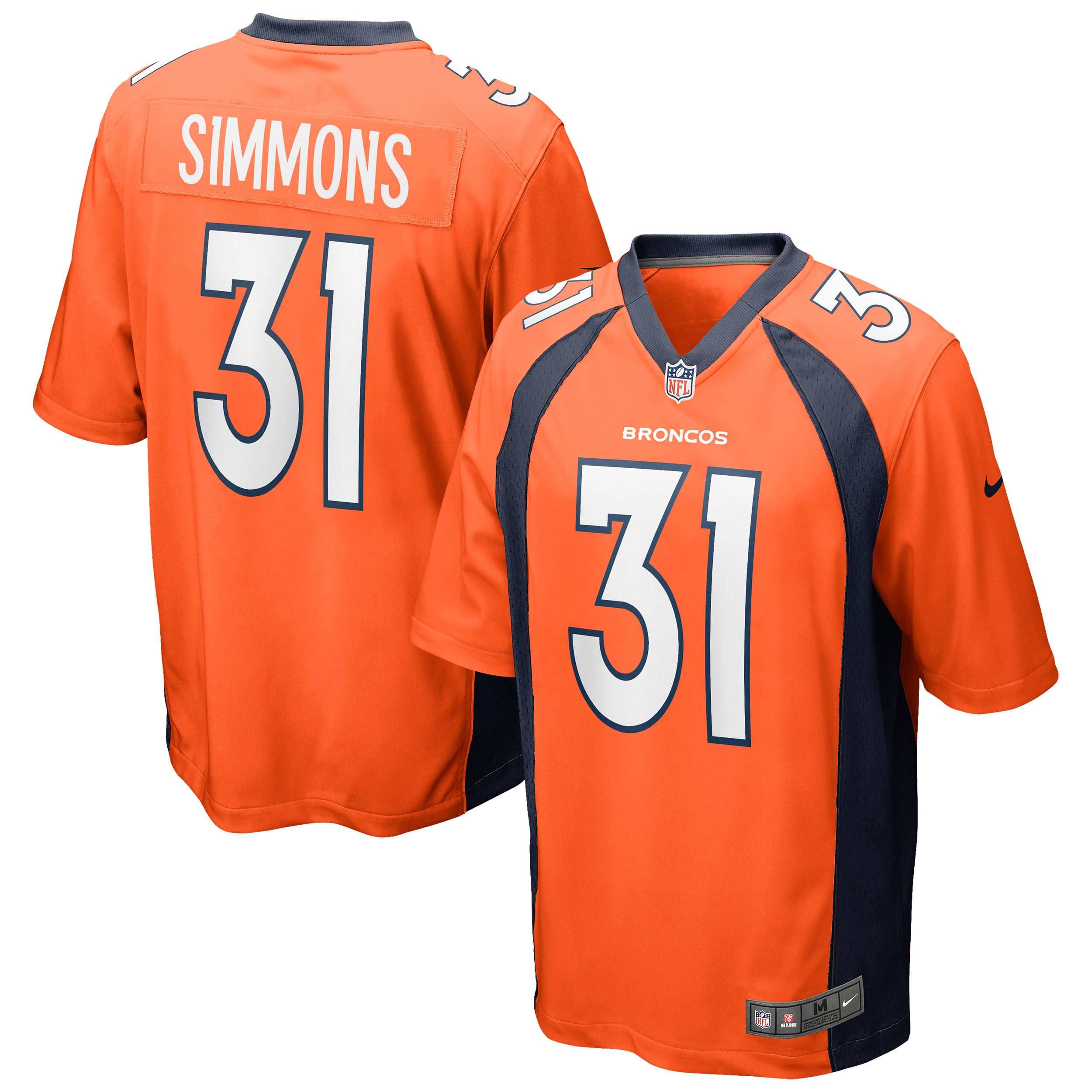 Men's Denver Broncos Justin Simmons Orange Game Jersey Js9340